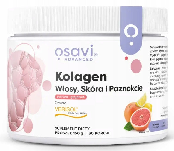 OSAVI Collagen Hair Skin Nails Peptides Verisol 150g Lemon/Grapefruit