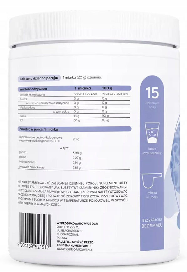 OSAVI Hydrolyzed Collagen Type I & III POWDER BONE SKIN 300g EAN (GTIN) 5904139921517