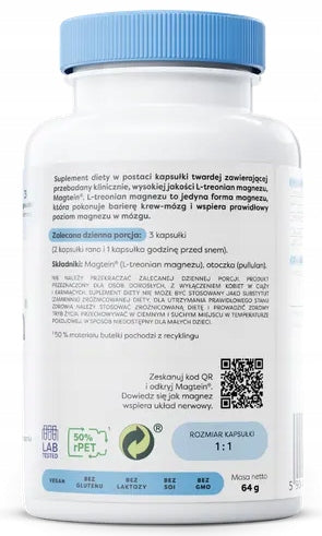 OSAVI MAGTEIN MAGNESIUM L-THREONATE CHELAT MAGNESIUM SUPPORT BRAIN FUNCTION 90caps Packaging status original