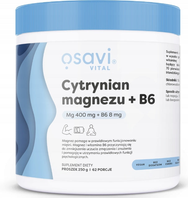 OSAVI Magnesium Citrate Powder Magnesium Aquamin Mg 400mg + Vitamin B6 250g