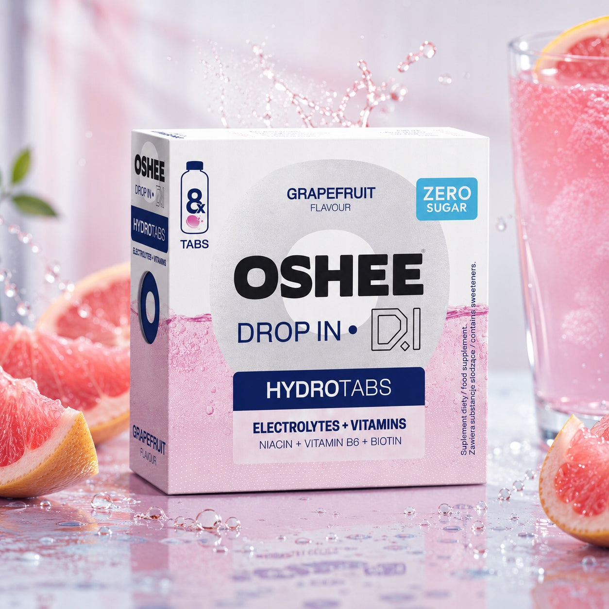 OSHEE Drop in Hydrotabs Electrolytes + Vitamins Grapefruit 8 Tablets Name other