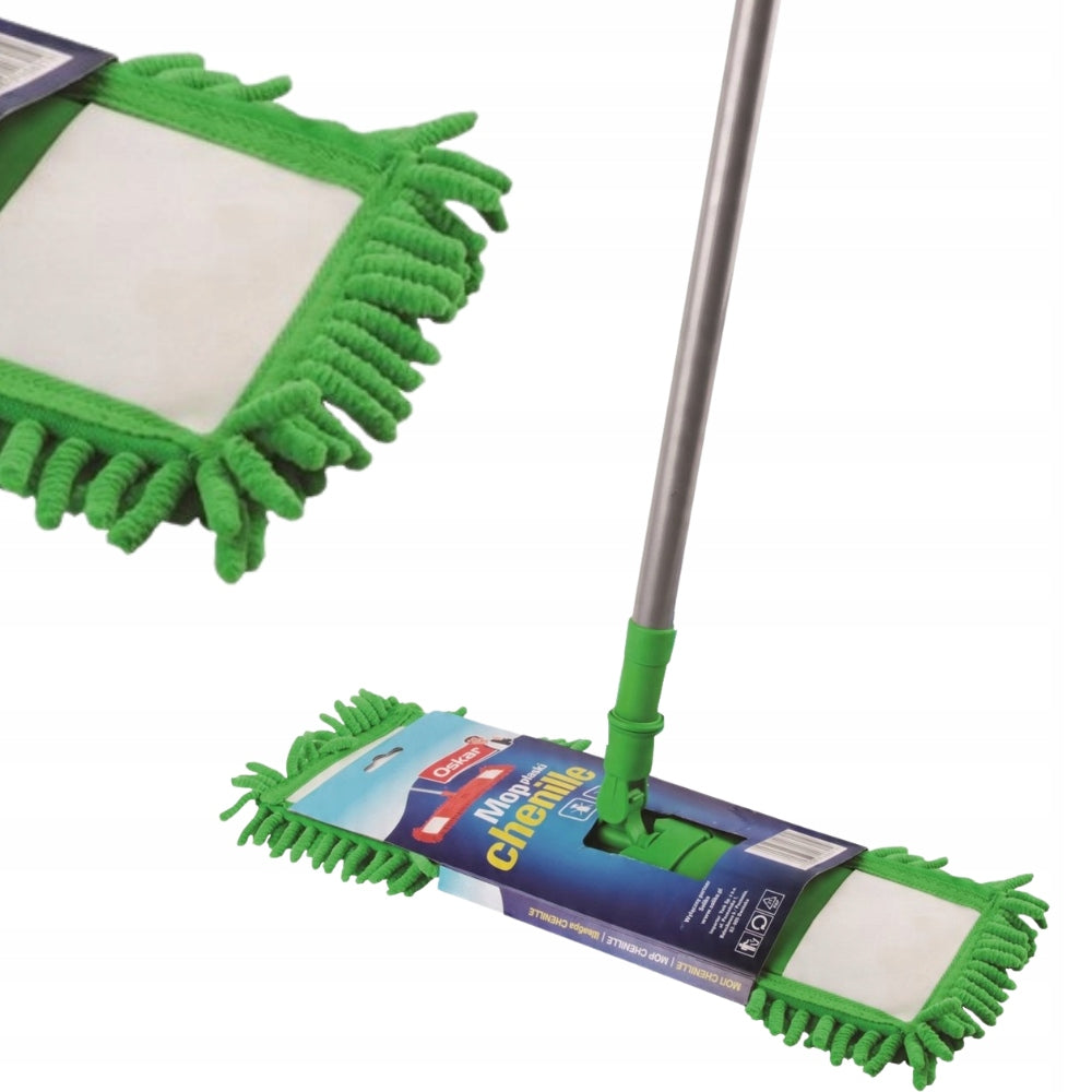 OSKAR Chenille Microfiber Flat Mop with Floor Cleaning Handle 40X14 cm