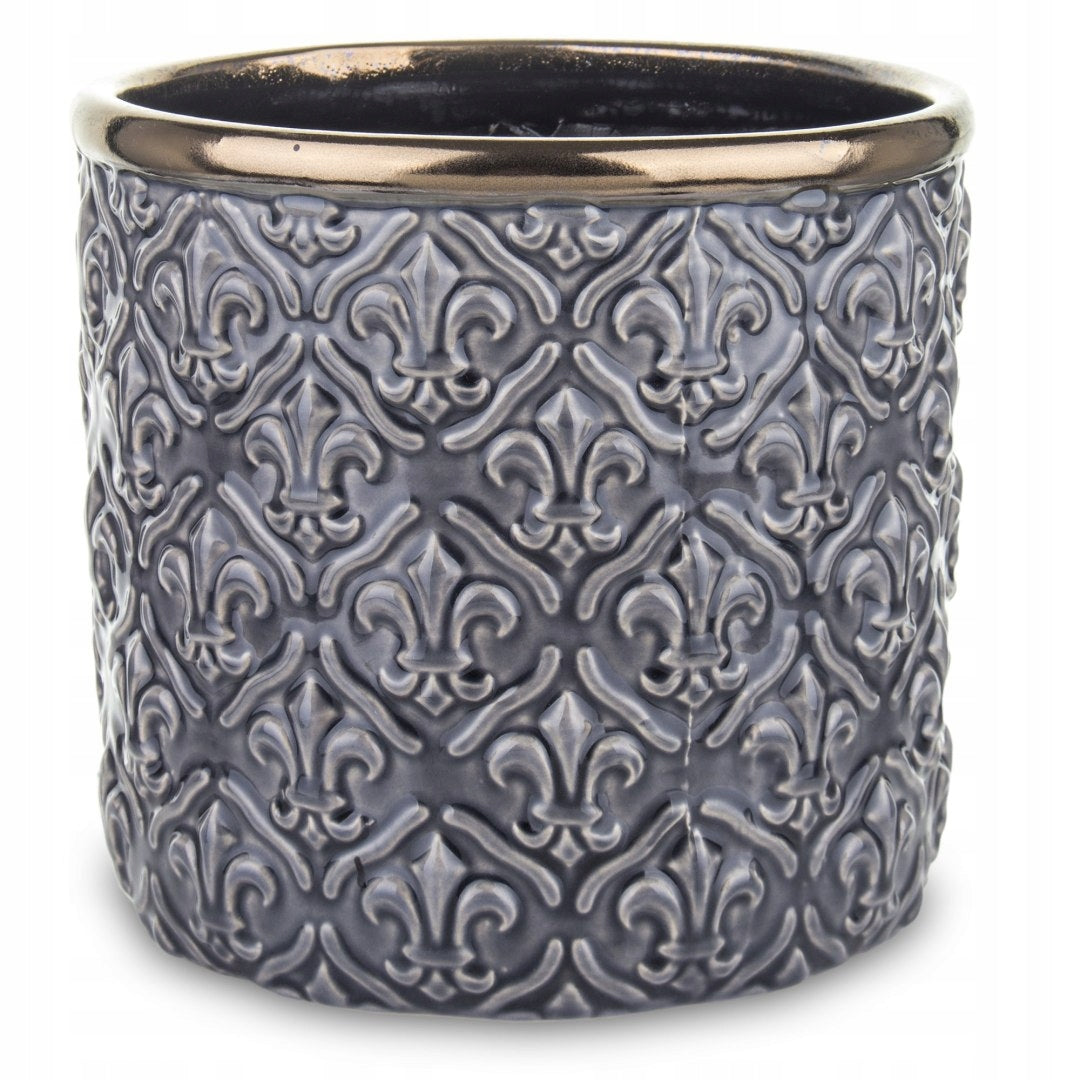 Keramiktopf 17,5 x 16(H) cm, grau/gold 