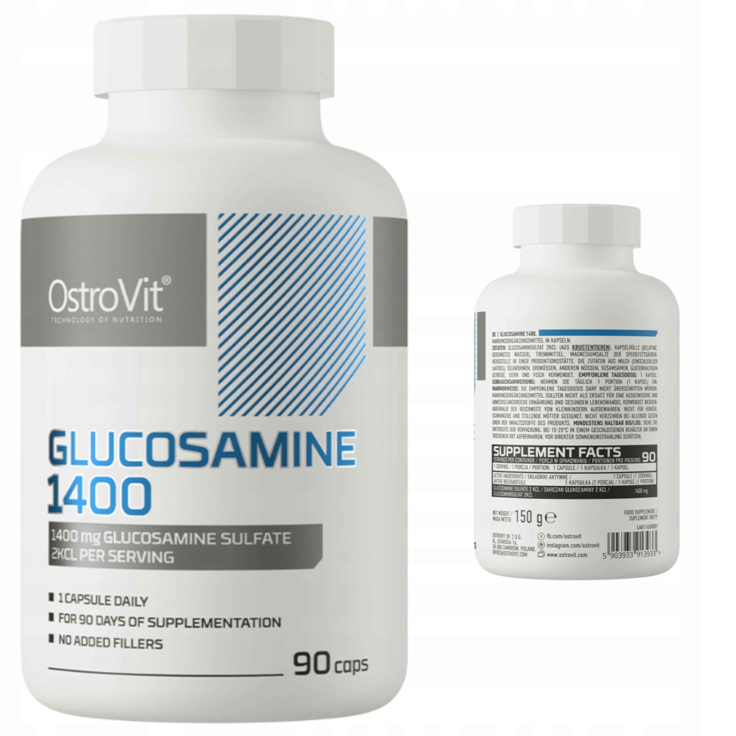 OSTROVIT GLUCOSAMINE 1400 mg 90 kap JOINTS BONE CARTILAGE KNEE SPINE