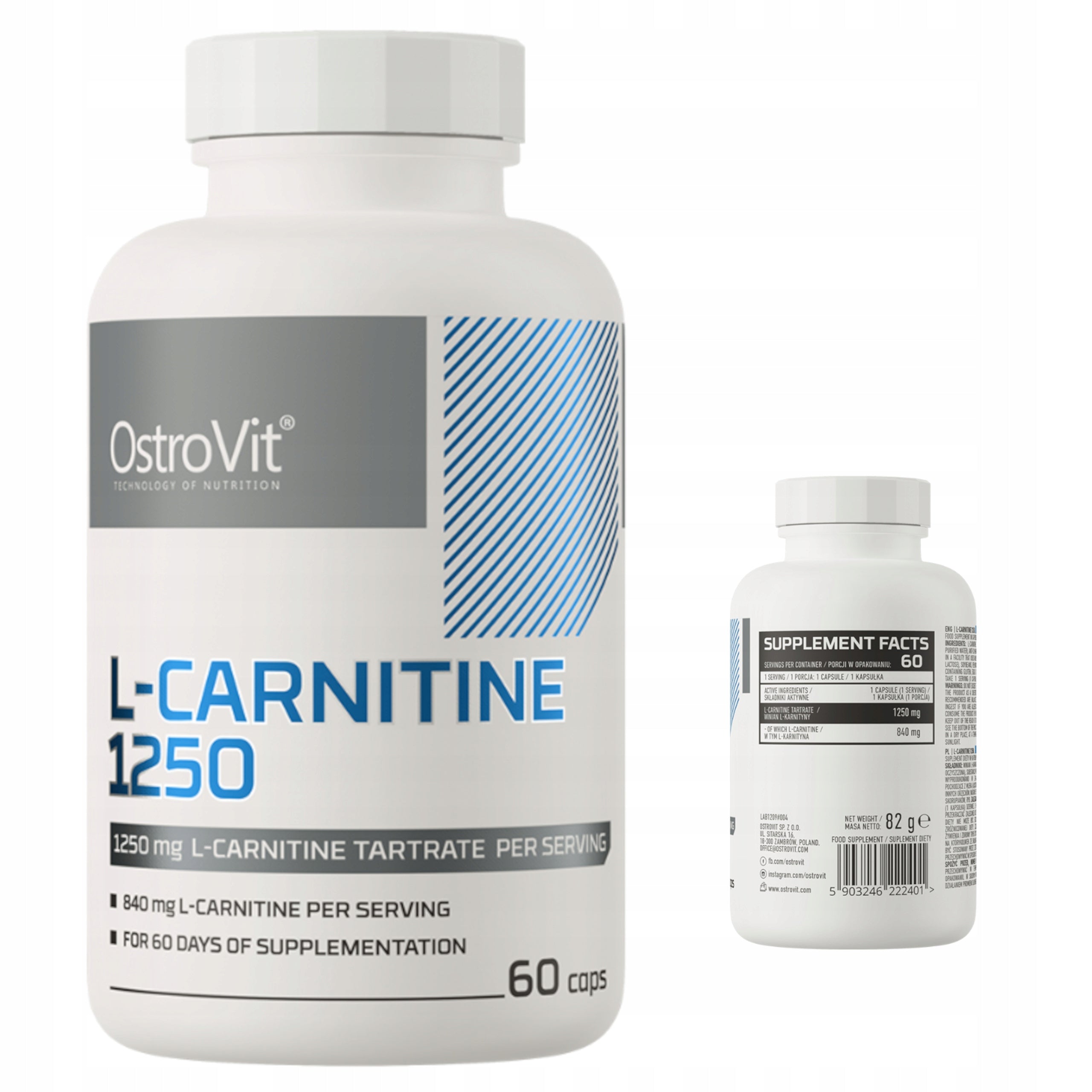 OSTROVIT L-CARNITINE L CARNITINE 1250 mg 60 k. WEIGHT LOSS FAT BURNER