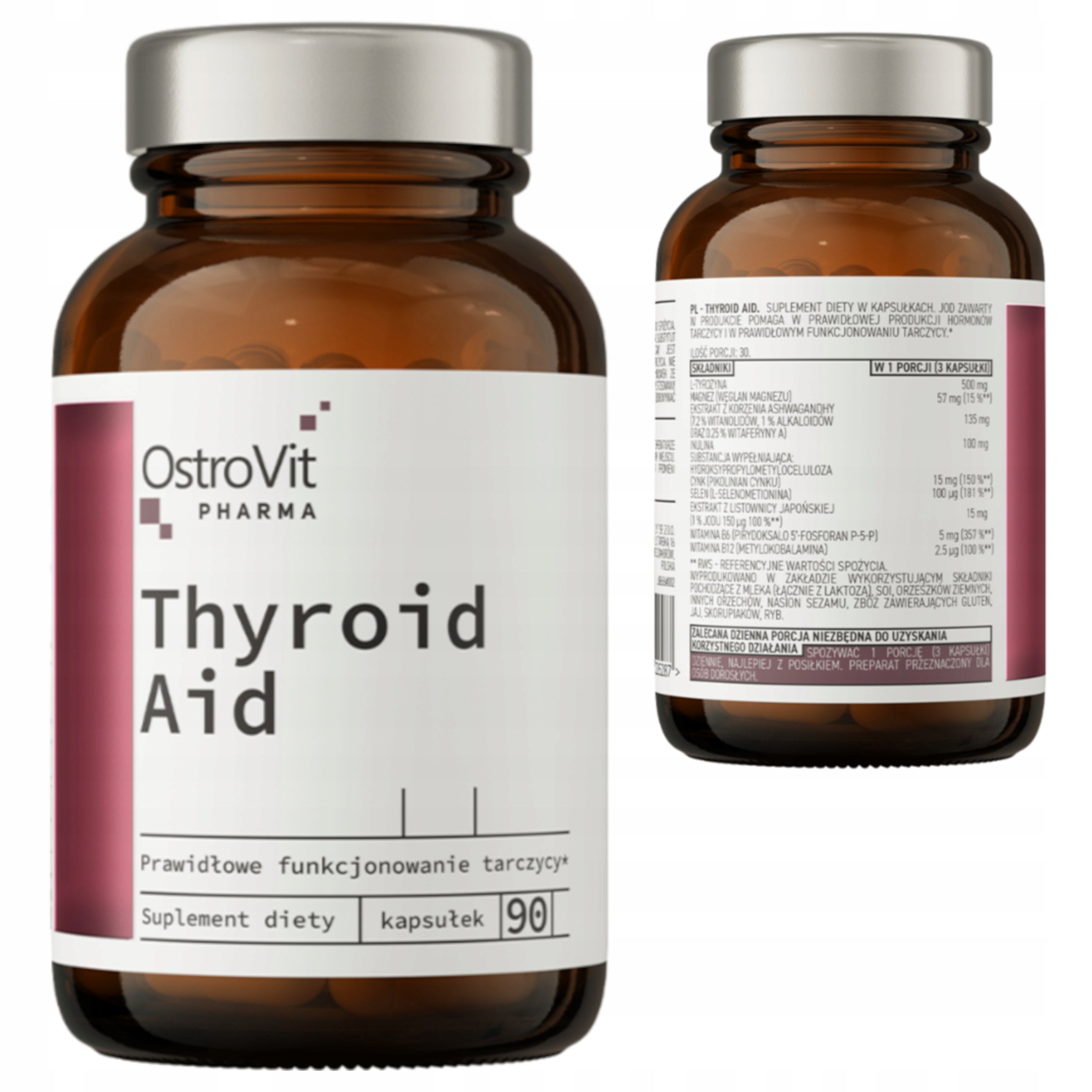OSTROVIT THYROID AID 90 caps THYROID T3 T4 TYROSINE SELENIUM ZINC IODINE BURNER