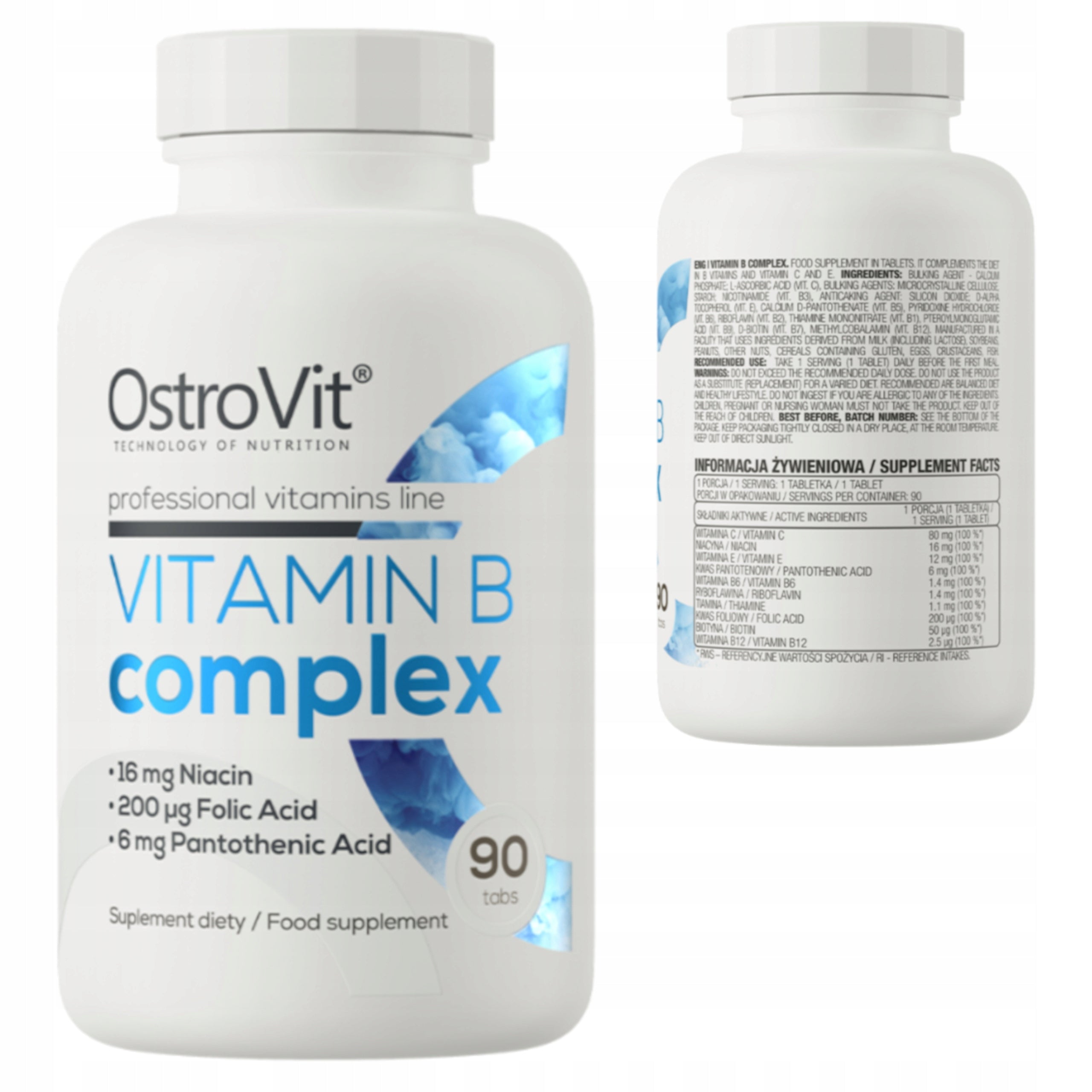 OSTROVIT VITAMIN B COMPLEX 90 B1 B2 B3 B5 B6 B7 B9 B12 C E VITAMIN NIACIN