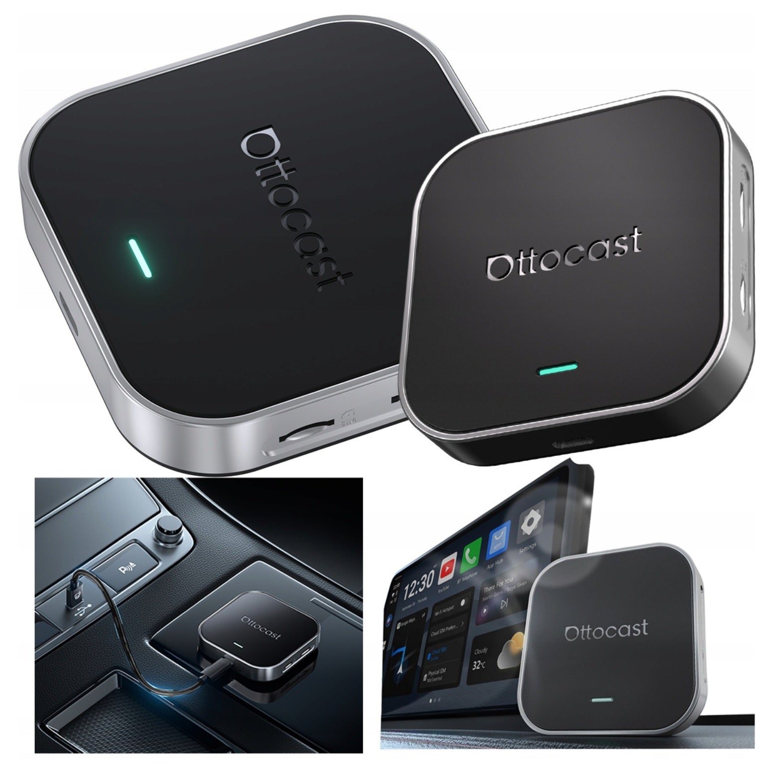 OTTOCAST OttoAibox E2 Wireless Adapter CarPlay AI Box Android Auto Packaging status original