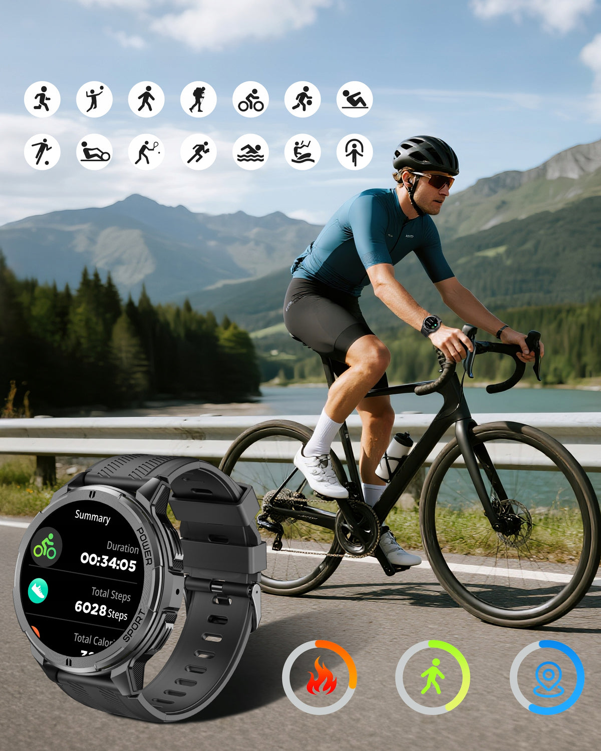OUKITEL BT10 Smartwatch Pomarańczowy Rozmowy 120+ Trybów Wodoodporny Packaging status original