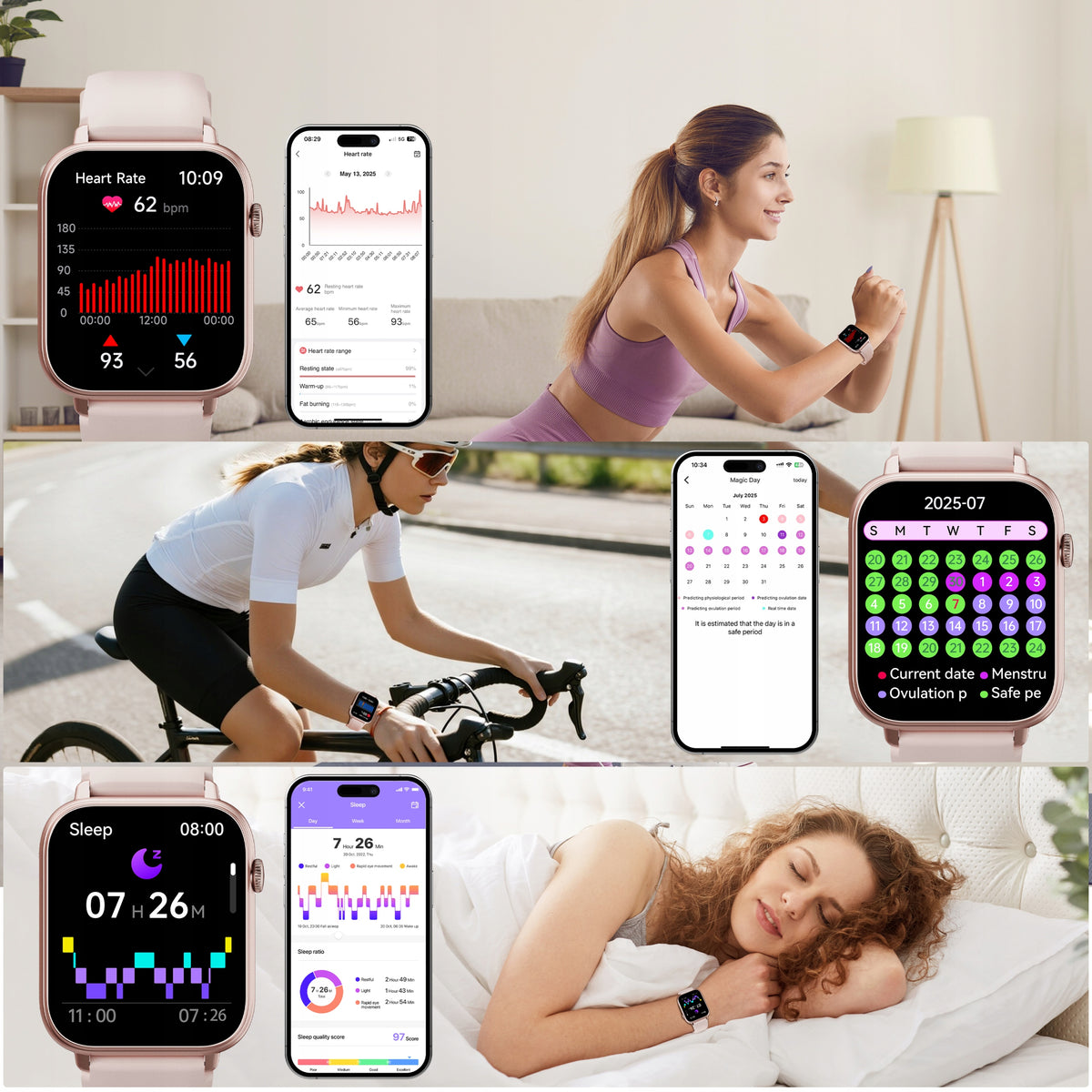 OUKITEL V3 Smartwatch Różowy Rozmowy IP68 100 Trybów Brand OUKITEL