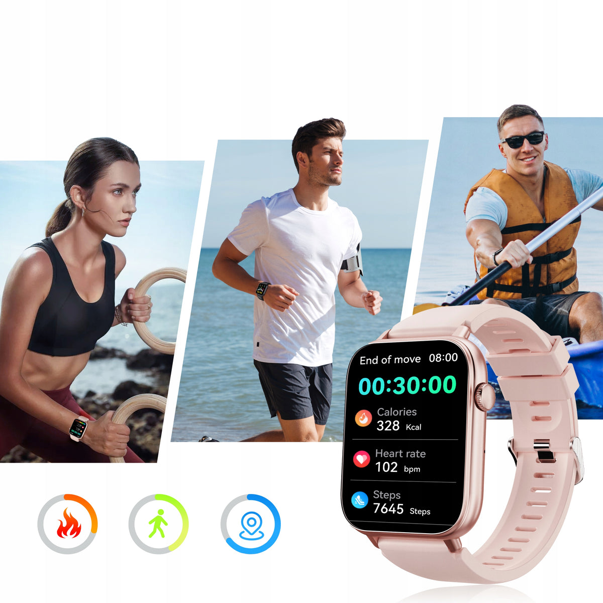 OUKITEL V3 Smartwatch Różowy Rozmowy IP68 100 Trybów Packaging status original