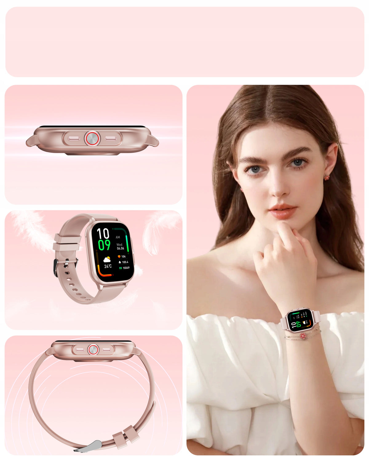 OUKITEL V7 Pro Zegarek Damski Smartwatch 1,91" HD Rozmowy Różowy Packaging status original