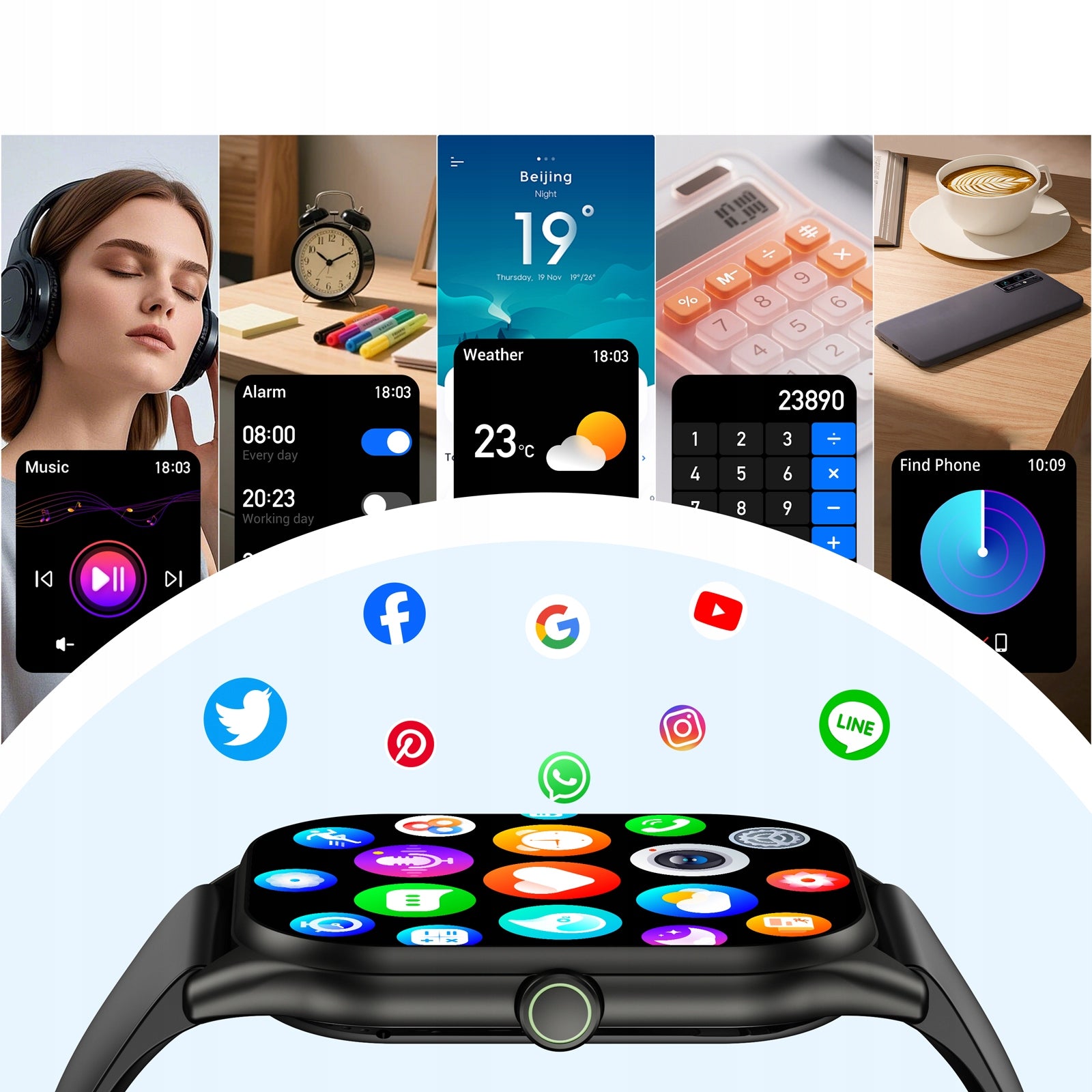 OUKITEL V8 Smartwatch Czarny 2,0" HD 120 Trybów Sportowych Manufacturer code OUKITEL001