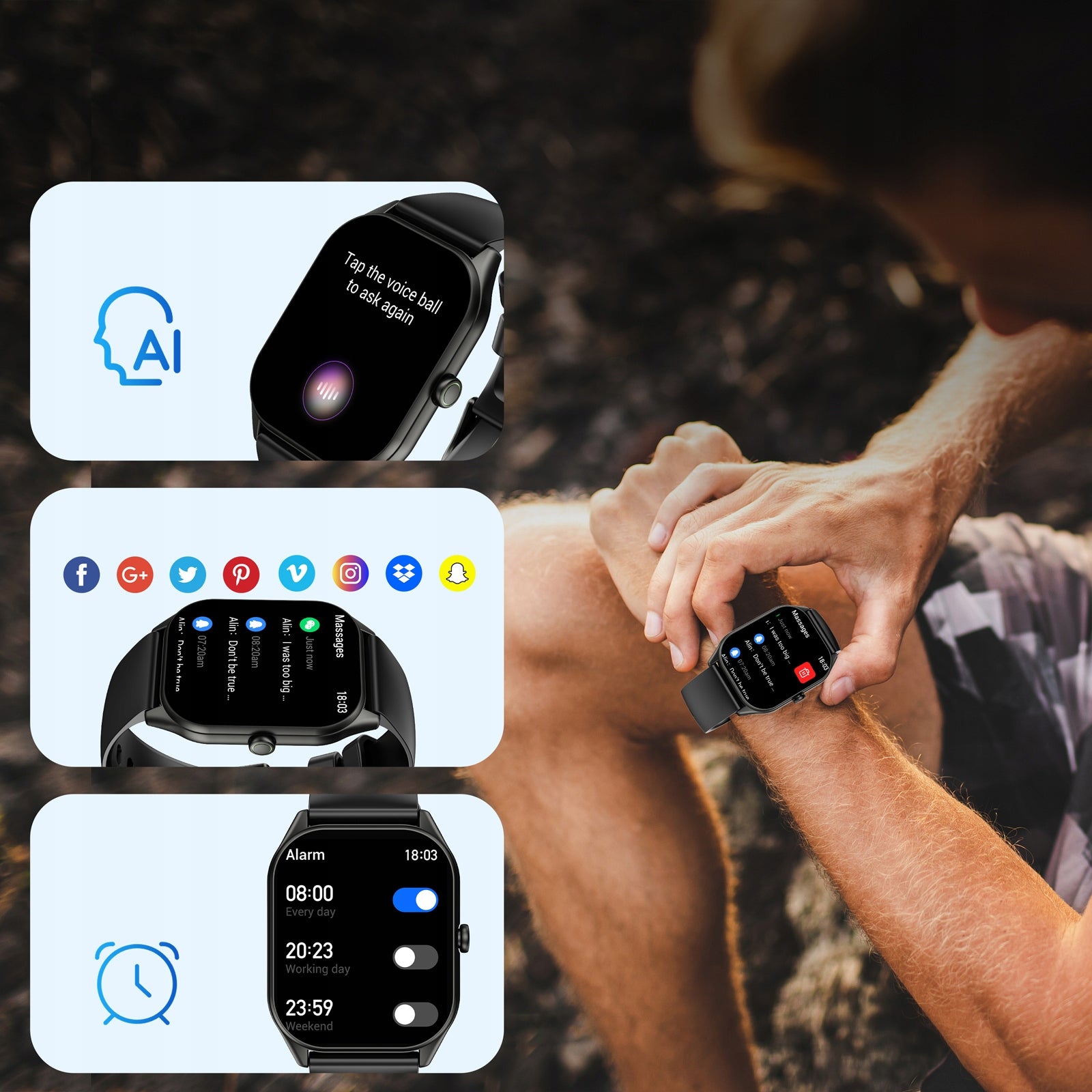 OUKITEL V8 Smartwatch Czarny 2,0" HD 120 Trybów Sportowych Packaging status original