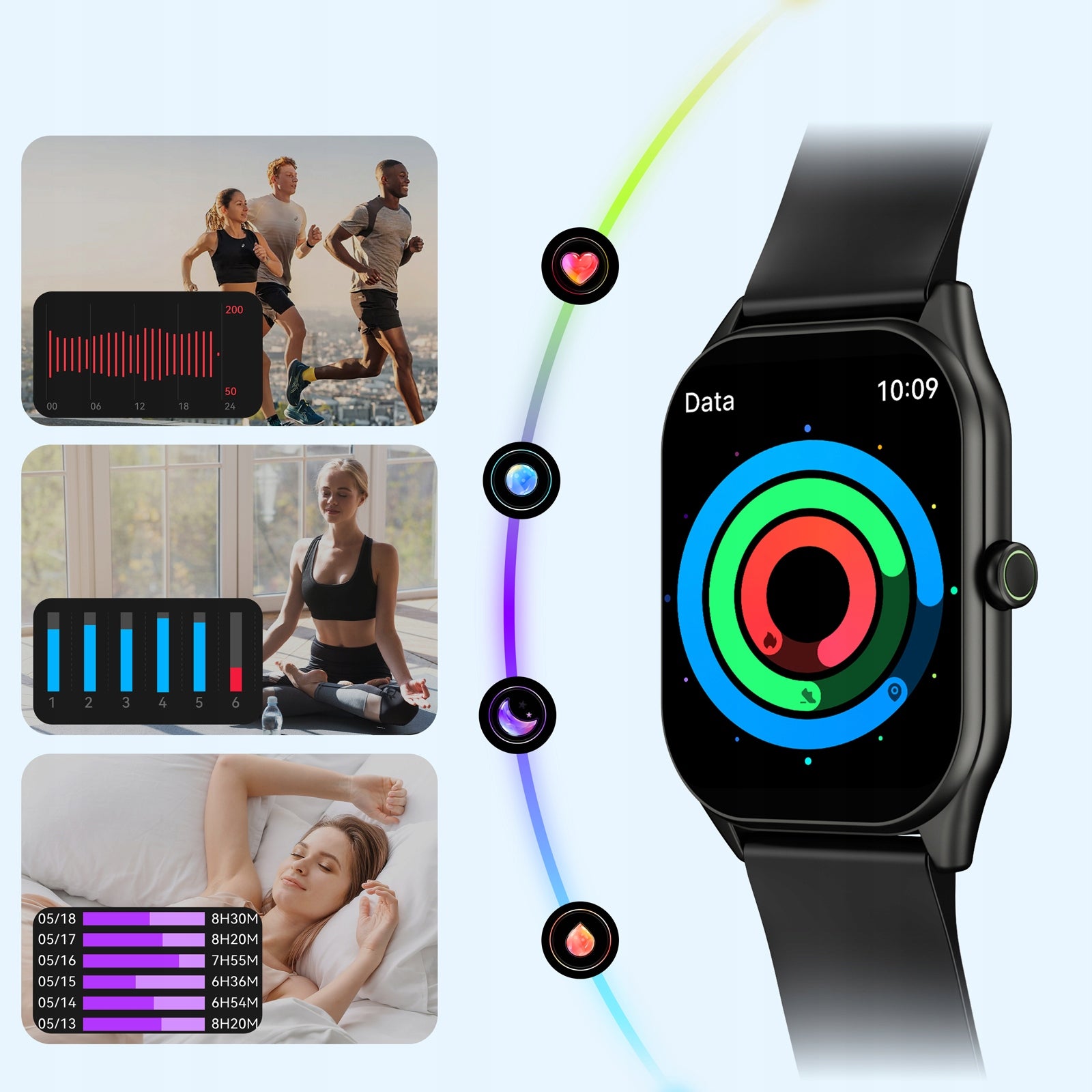 OUKITEL V8 Smartwatch Czarny IP68 120 Trybów Pomiar Snu Packaging status original