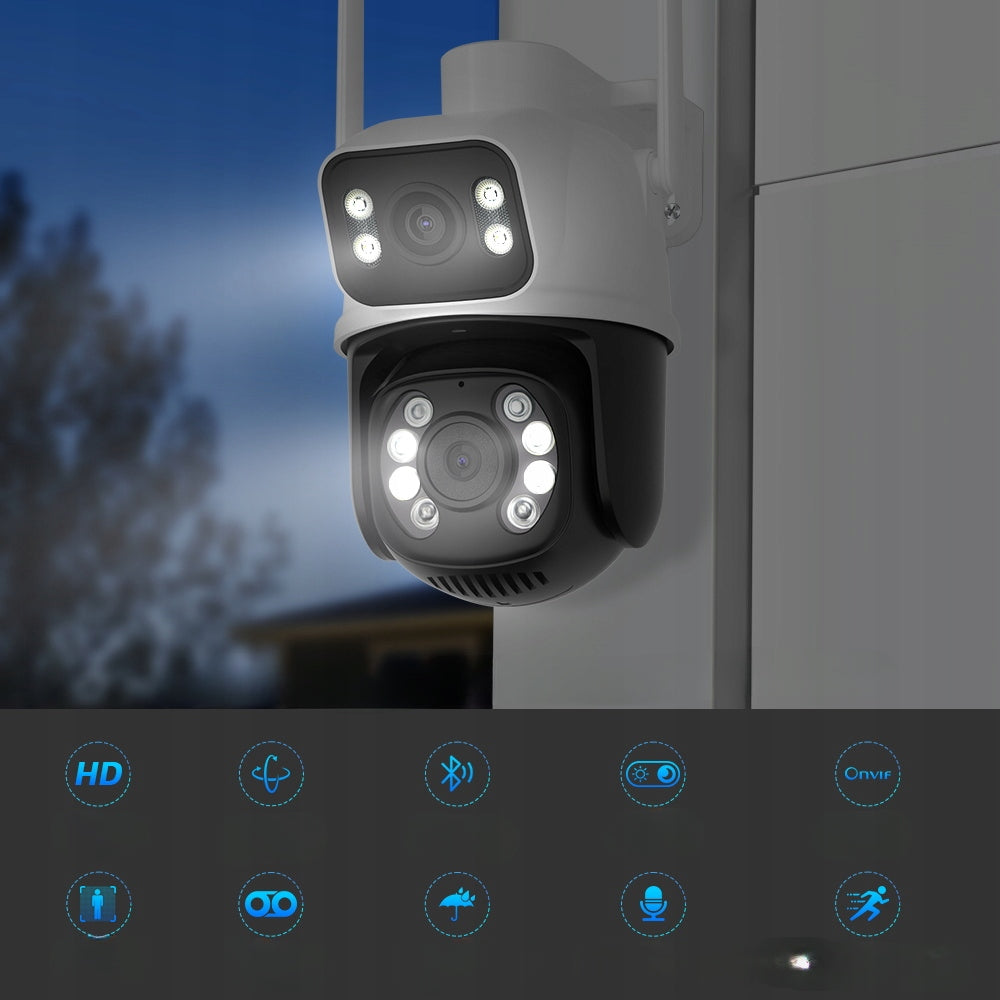OUTDOOR CAMERA 2 LENSES ULTRA HD IP WIFI 8MP Dual Motion Tracking Packaging status original