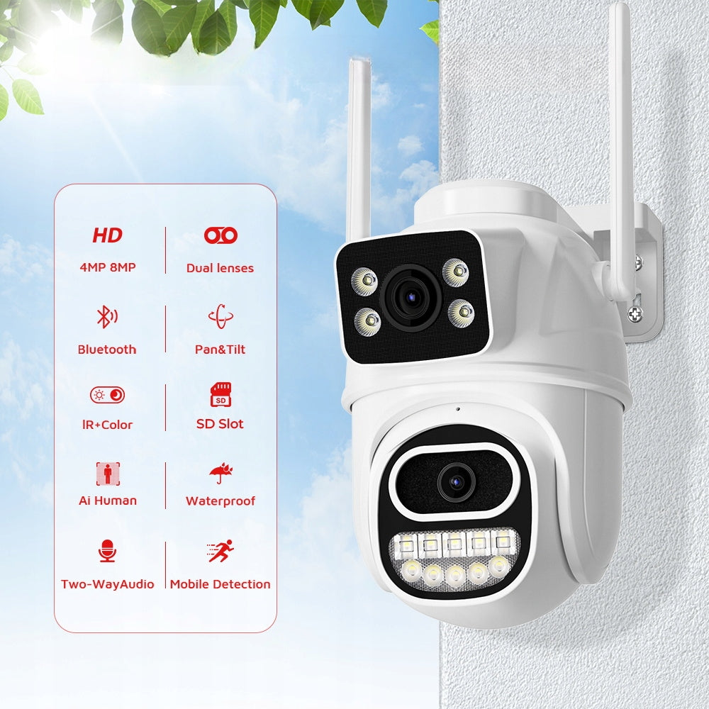 OUTDOOR CAMERA ROTATING IP WIFI ICSEE ZOOM TWO LENSES 8MPx ULTRA HD Packaging status original