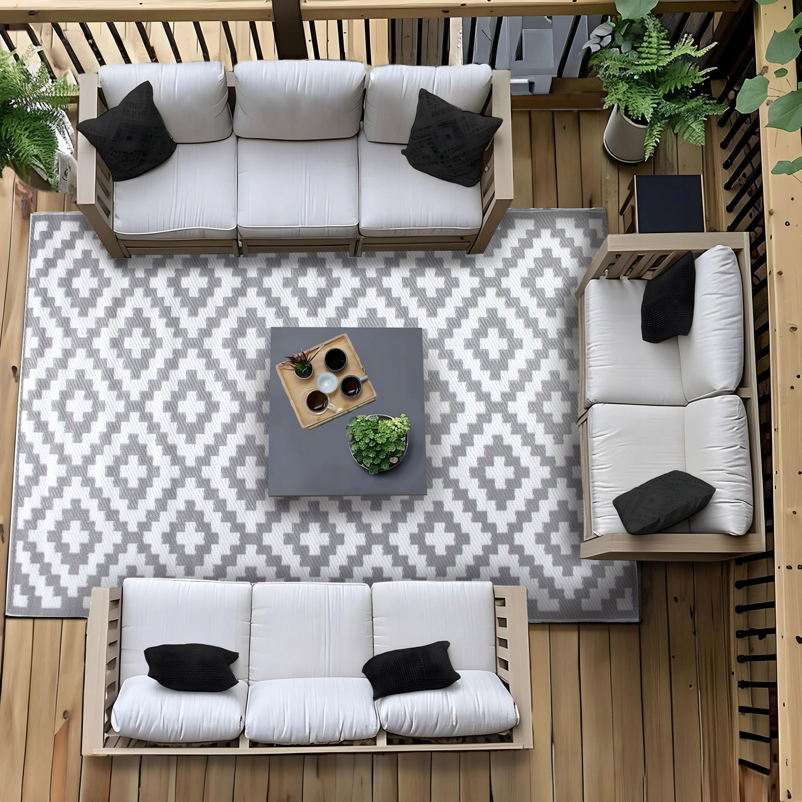OUTDOOR CARPET FOR TERRACE 160x230 CM MODERN PATTERN WATERPROOF FOR BALCONY Product width 160 cm