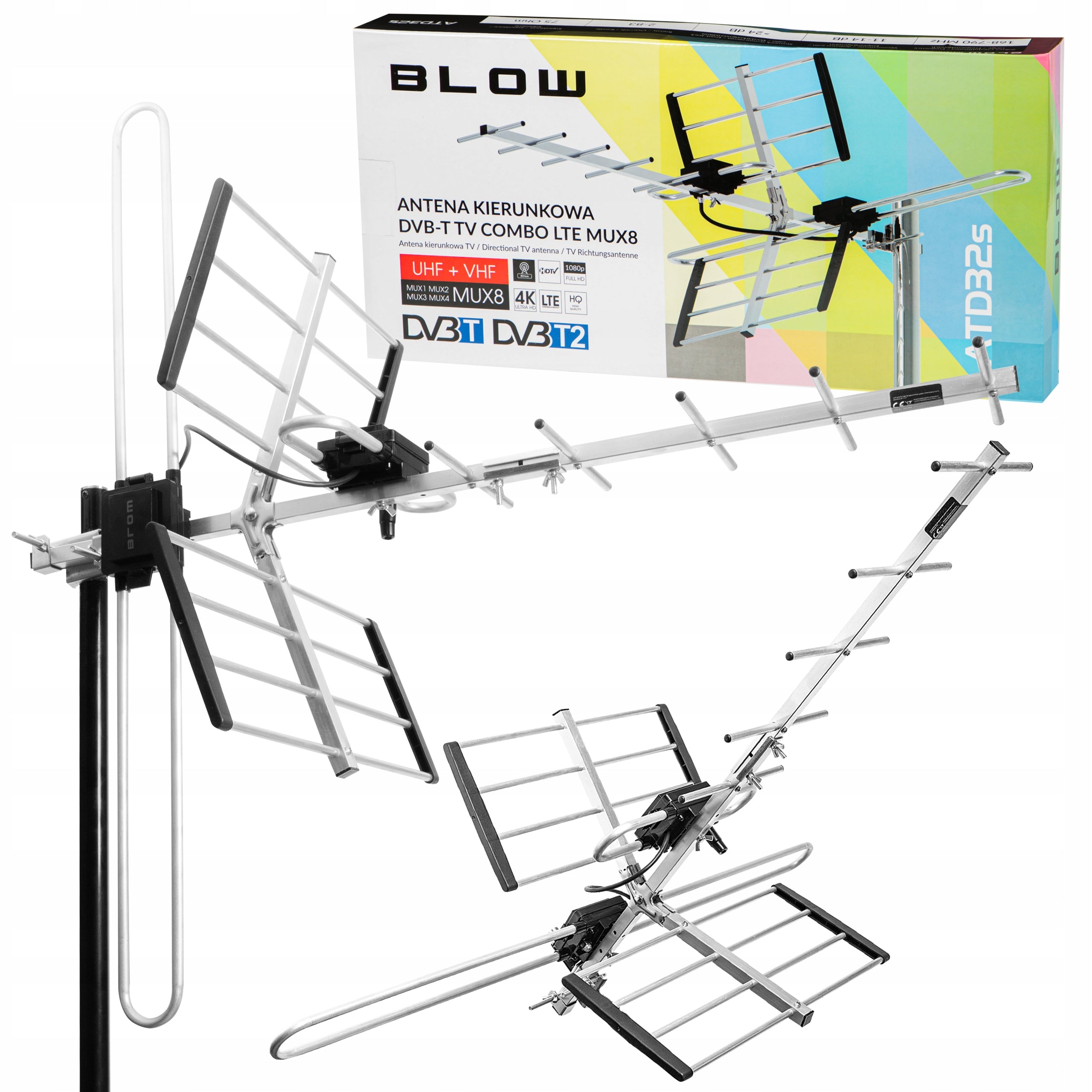 OUTDOOR DIRECTIONAL TV ANTENNA TERRESTRIAL COMBO MUX8 DVB-T2 4K ULTRA HD LTE Packaging status original