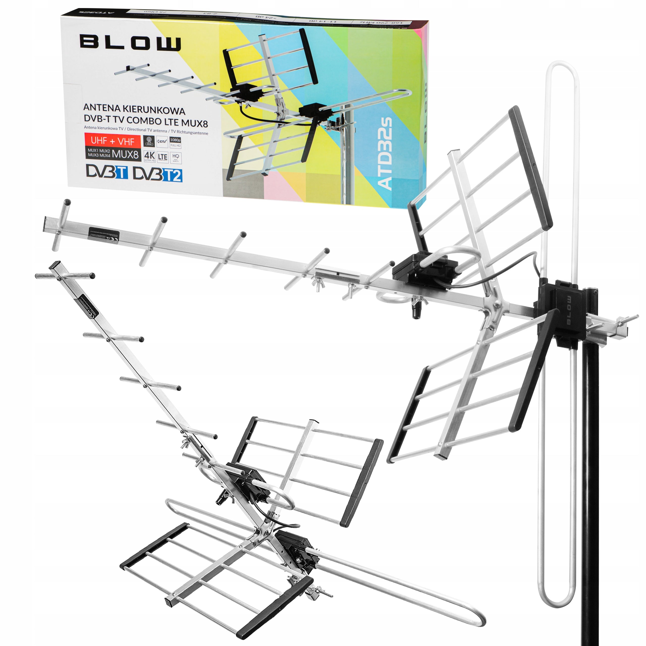 OUTDOOR DIRECTIONAL TV ANTENNA TERRESTRIAL COMBO MUX8 DVB-T2 4K ULTRA HD LTE