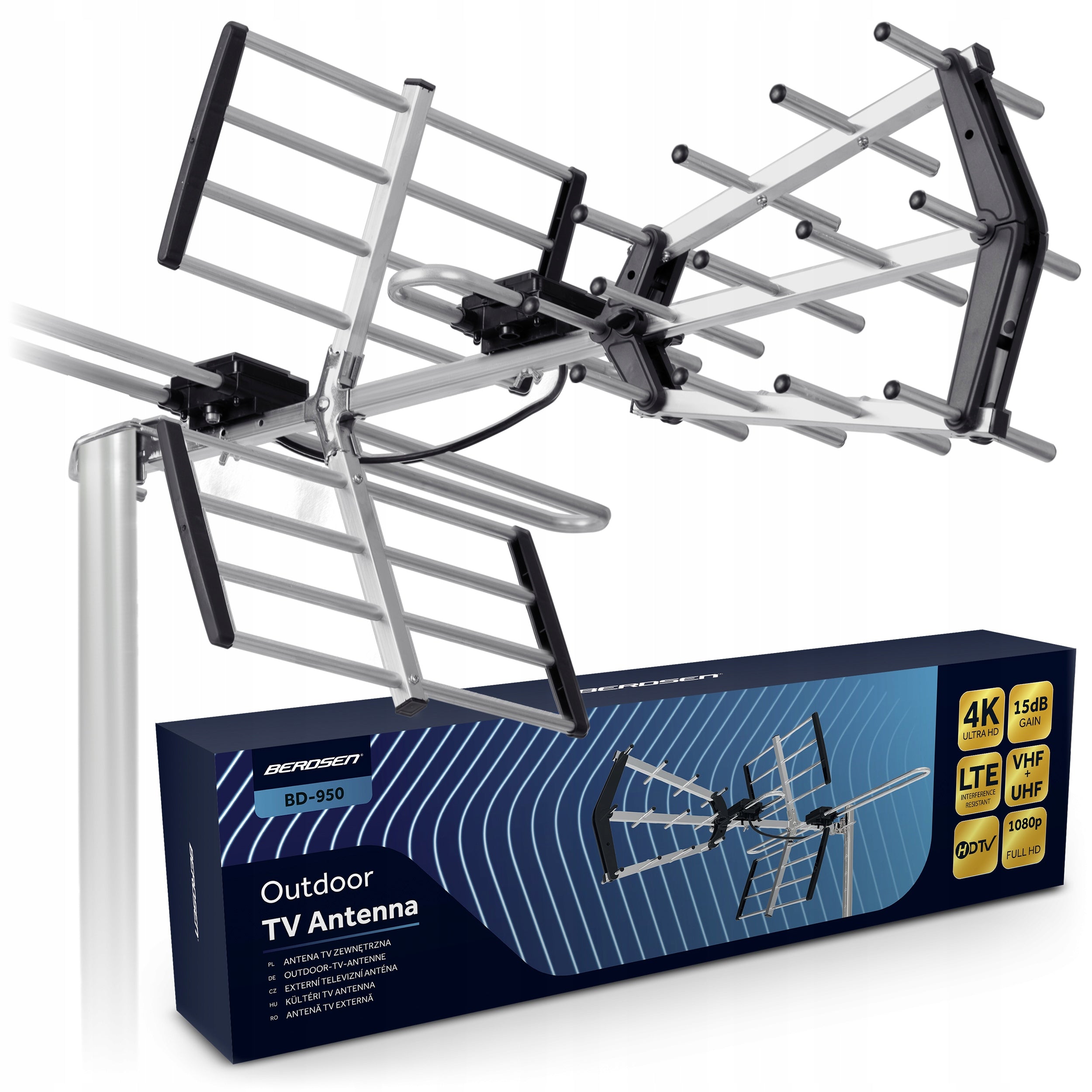 OUTDOOR DIRECTIONAL TV ANTENNA TERRESTRIAL DVB-T2 ULTRA HD 4K FILTER LTE