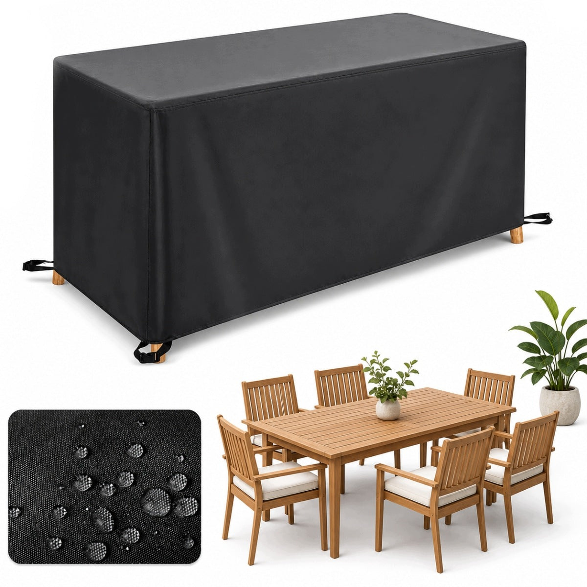 OUTDOOR FURNITURE COVER 230X165X80 LARGE WATERPROOF STRONG BLACK