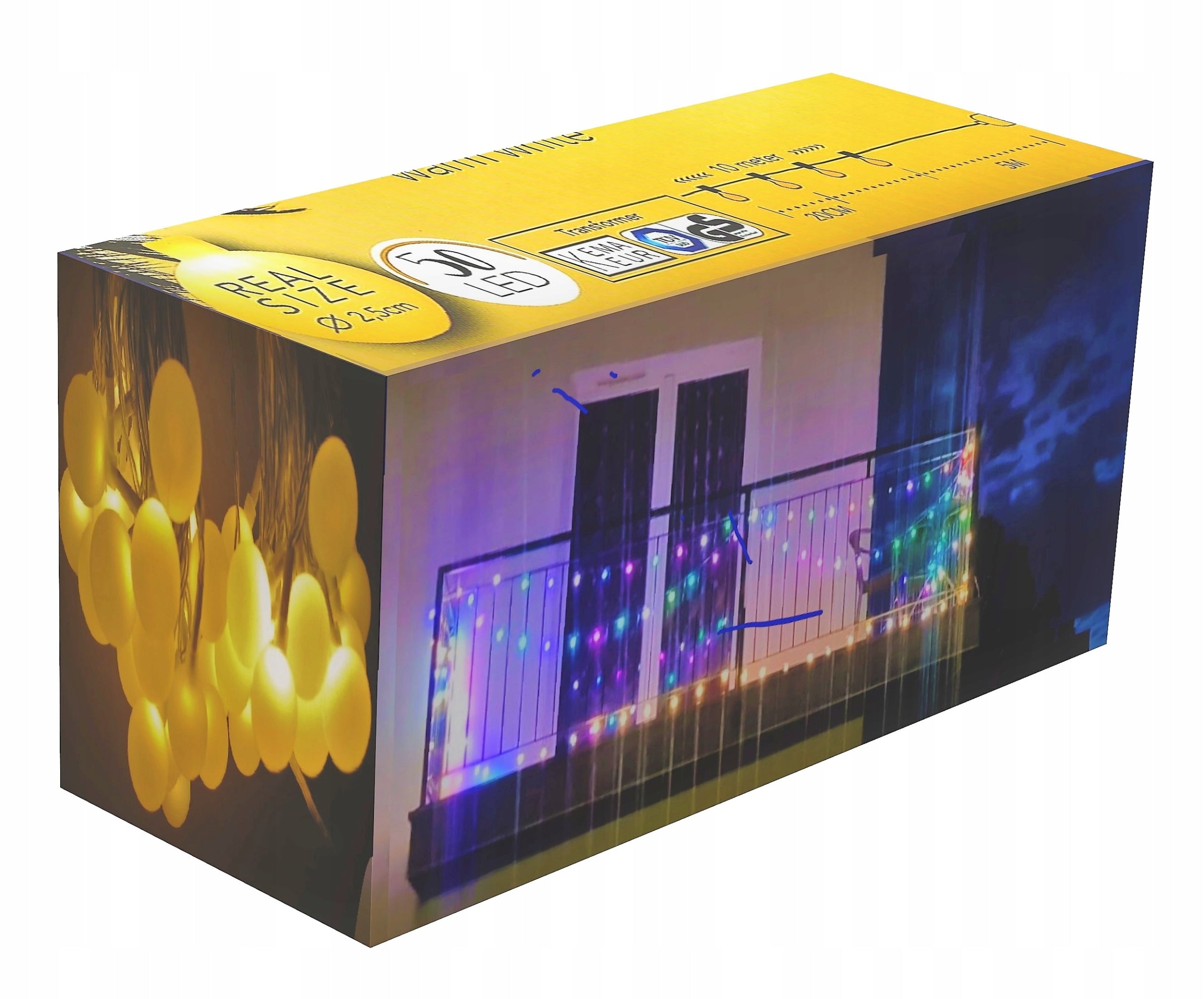 OUTDOOR GARDEN LIGHTS 50LED WHITE WARM -15m