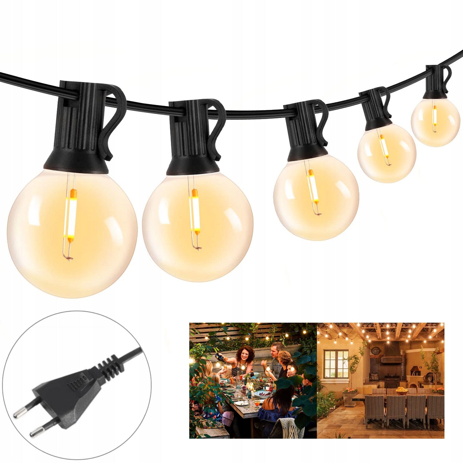 OUTDOOR GARDEN LIGHTS 50LED WHITE WARM -15m