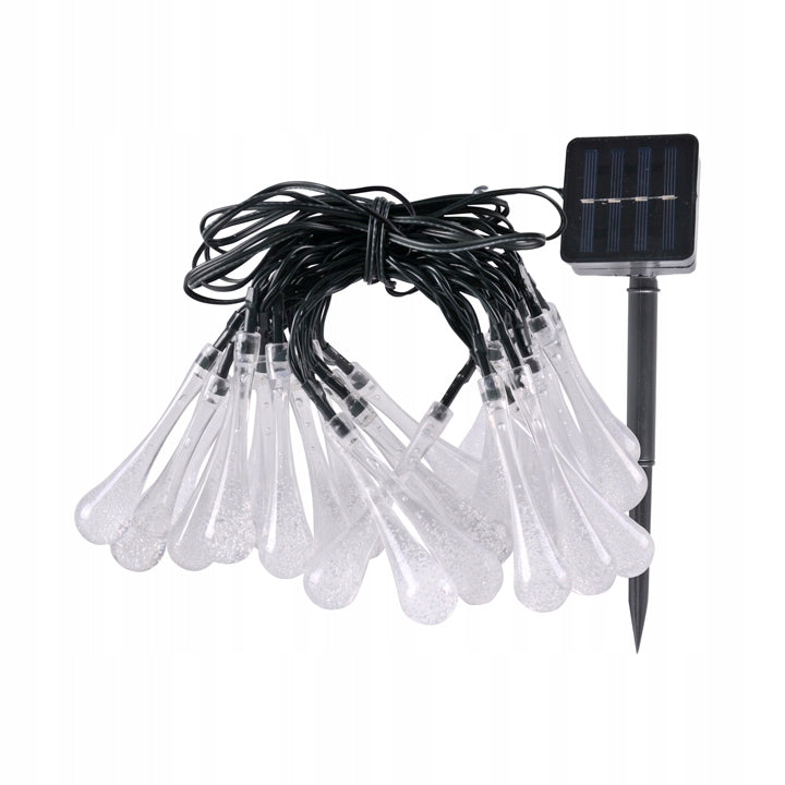 OUTDOOR GARLAND ICICLE LIGHTS SOLAR GARDEN WHITE COLD