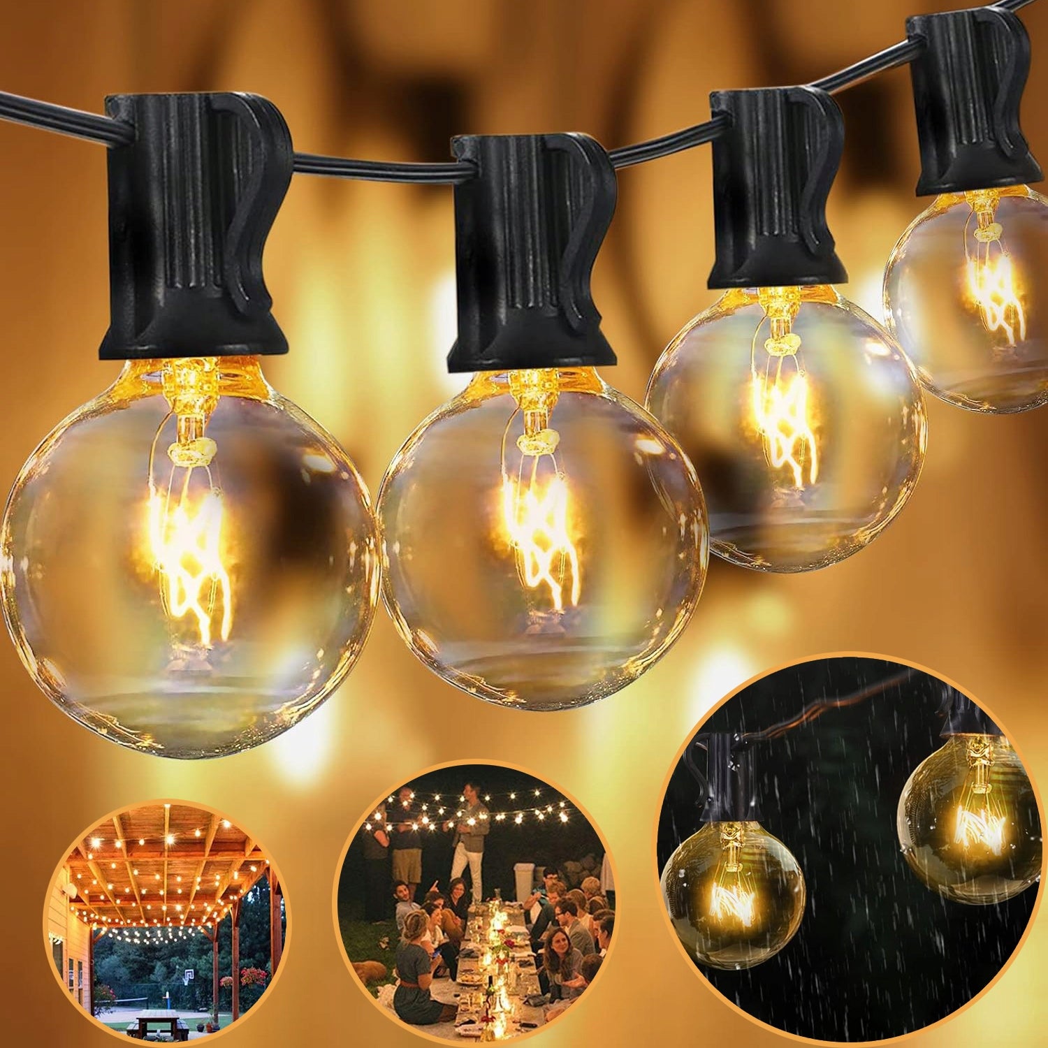 OUTDOOR GARLAND LIGHTS, 25+3, 8M, LED LIGHT CHAINS FOR GARDEN