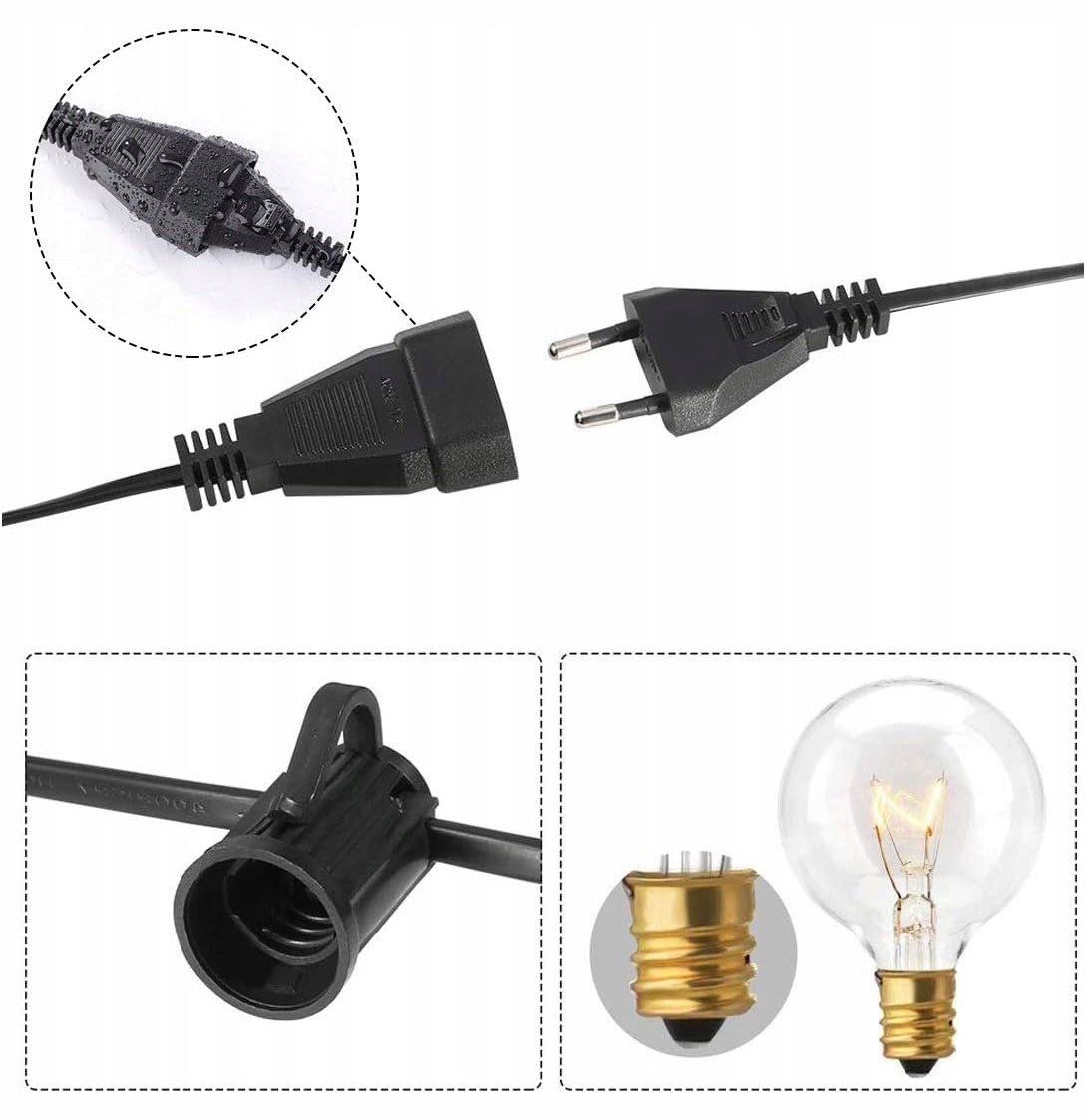 OUTDOOR GARLAND LIGHTS, LED LIGHT CHAINS WITH NETWORK BULBS G40 Packaging status original