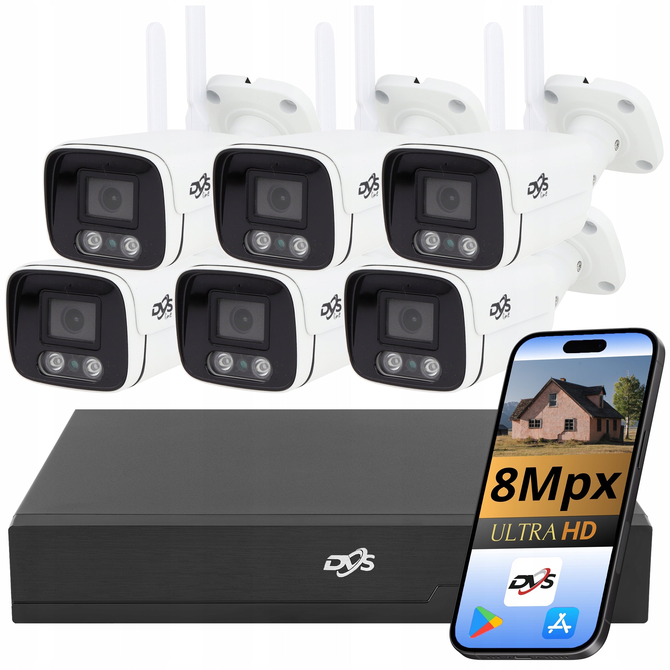 OUTDOOR HOME MONITORING KIT 6x 8Mp ULTRAHD WIRELESS WiFi CAMERA