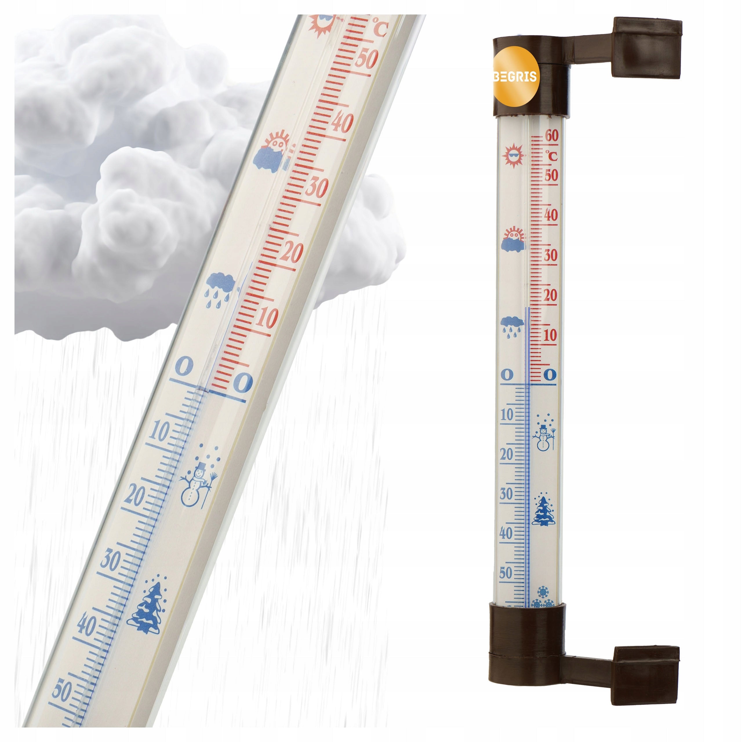 OUTDOOR INDOOR WINDOW THERMOMETER FOR BALCONY WINDOW BROWN MEDIUM