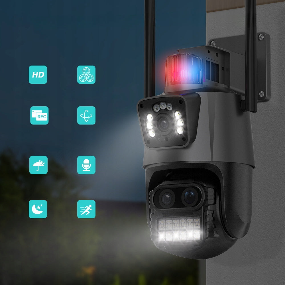 OUTDOOR IP CAMERA ROTATING 3 TRIPLE LENSES 270 DEGREE 8Mpx 8x ZOOM Packaging status original