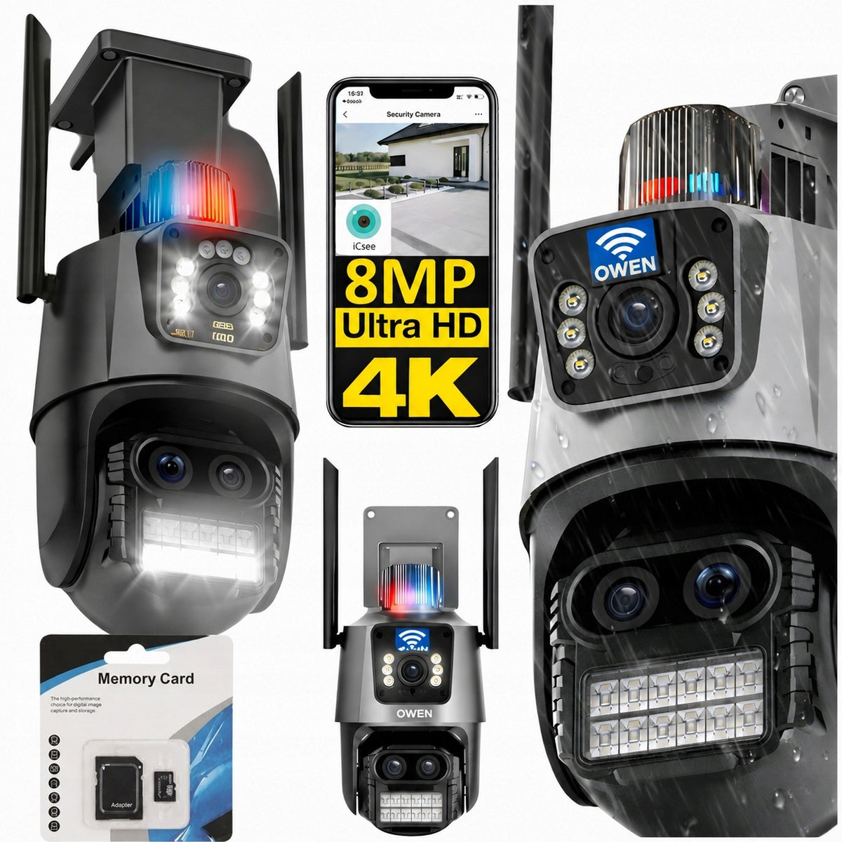 OUTDOOR IP WIFI CAMERA 8X ZOOM 3 LENSES TRIPLE HD CAMERA