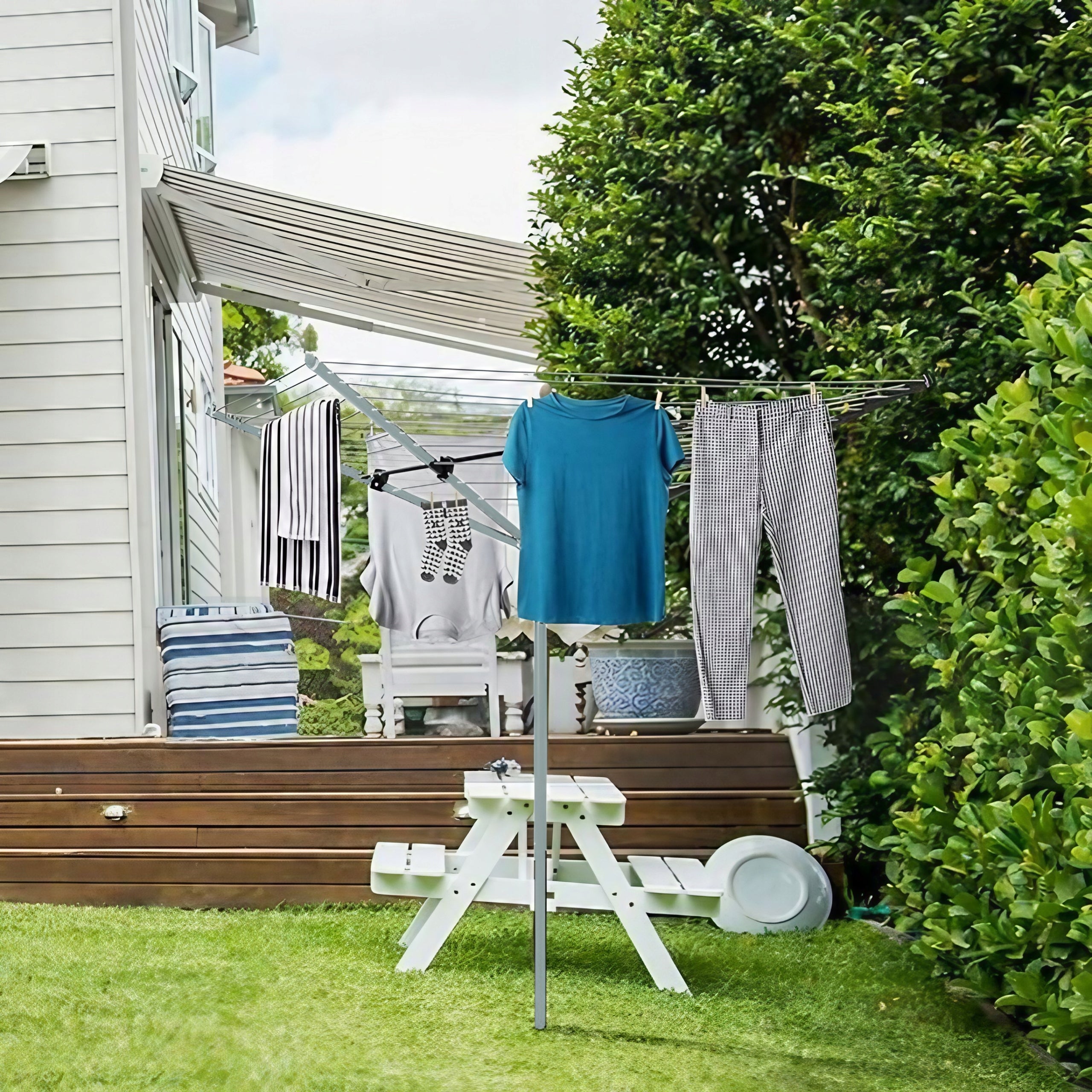 OUTDOOR ROTARY LAUNDRY GARDEN DRYER 4 ARMS + COVER Manufacturer code SUSZARKA NA PRANIE OGRODOWA