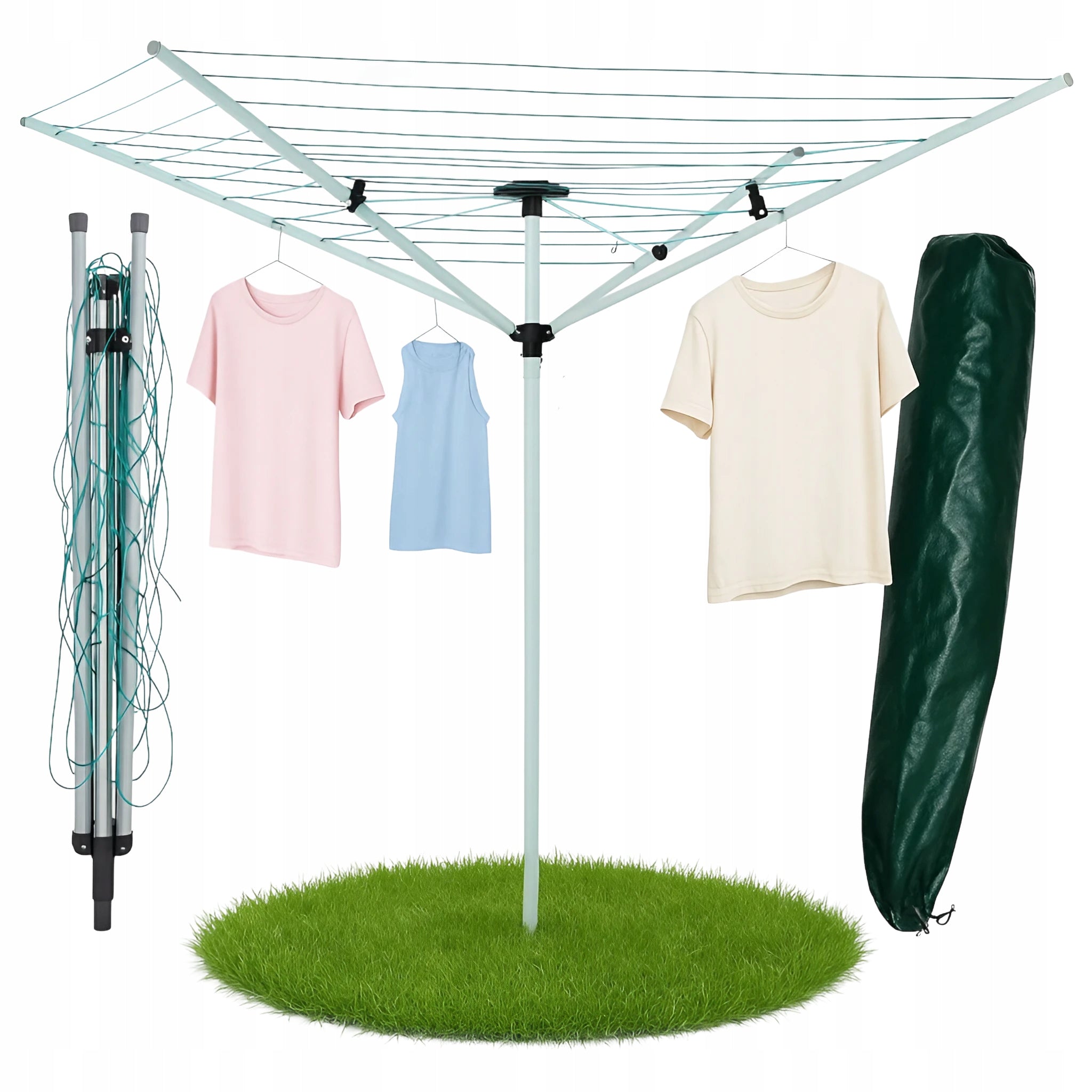 OUTDOOR ROTARY LAUNDRY GARDEN DRYER 4 ARMS + COVER