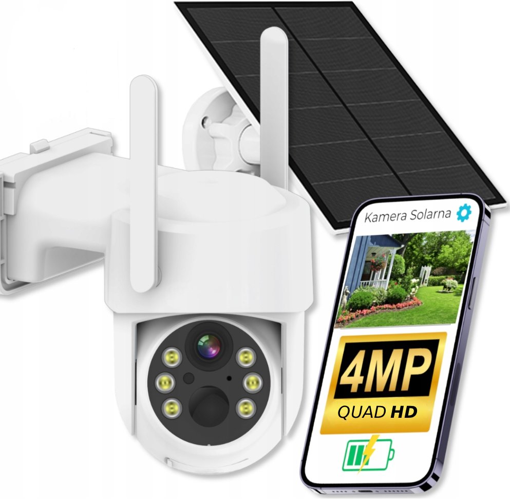OUTDOOR ROTATING CAMERA SOLAR IP WIFI 4MP WIRELESS APP