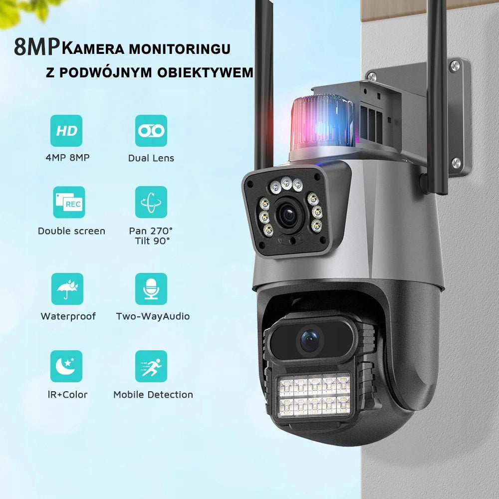 OUTDOOR ROTATING WIFI DUAL LENS 2x4MPX FULL HD IP CAMERA Packaging status original