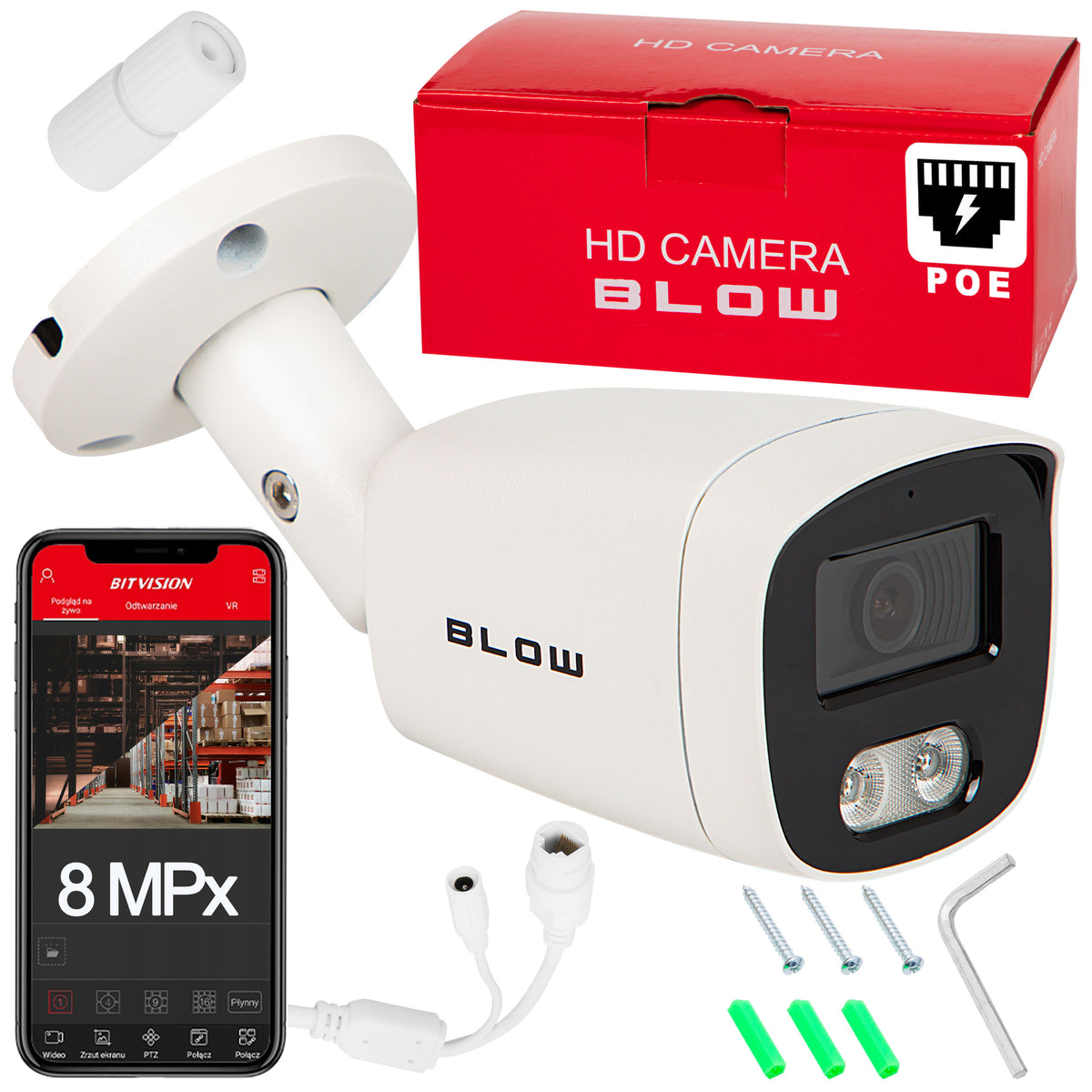 OUTDOOR SMART IP POE CAMERA 8MP MPx IP67 30m IR 4K METAL AI Dual Light
