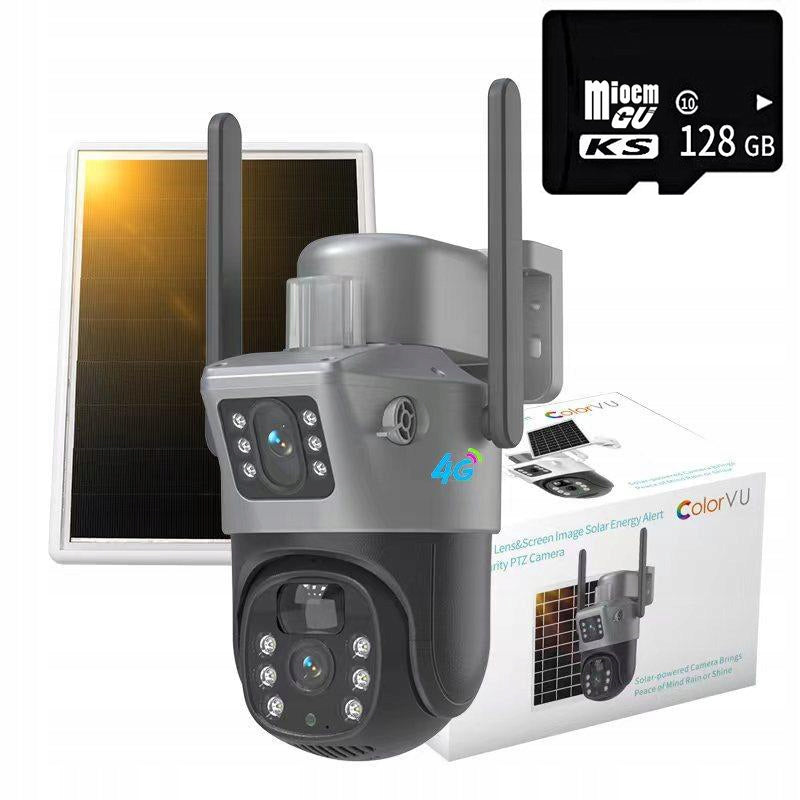 OUTDOOR SOLAR CAMERA 4K TWO LENSES TYPE-C 4G SIM CARD 8MP 2x4MP