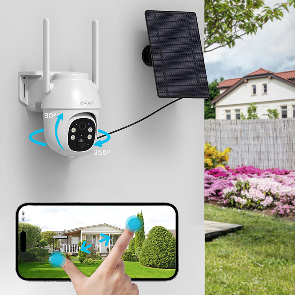 OUTDOOR SOLAR ROTATING IP CAMERA FOR SIM CARD 4G LTE GSM 2K 3MPx 2pcs Packaging status original