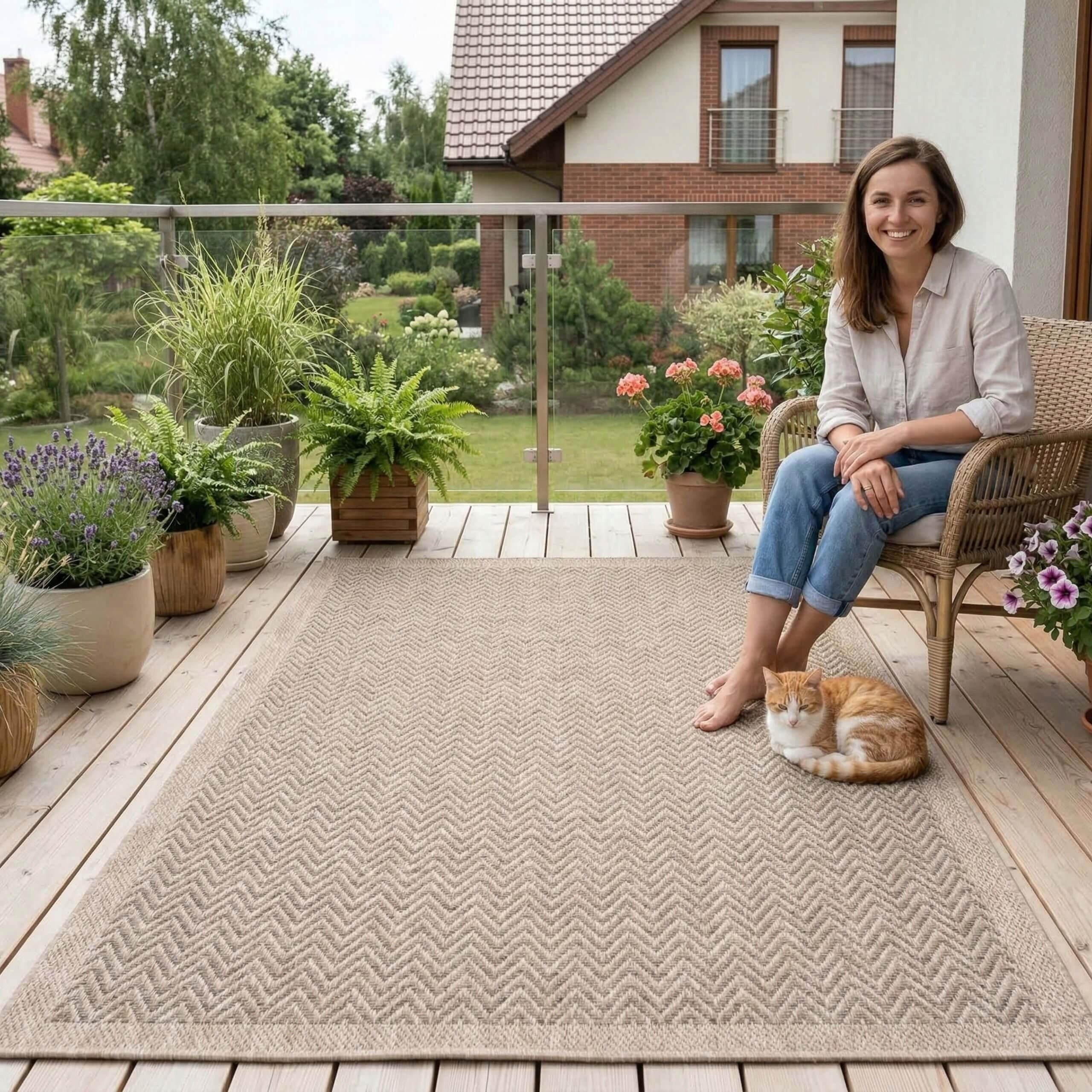 OUTDOOR TERRACE RUG 80X120 WATERPROOF GARDEN FOR TERRACE BALCONY MAT Packaging status original