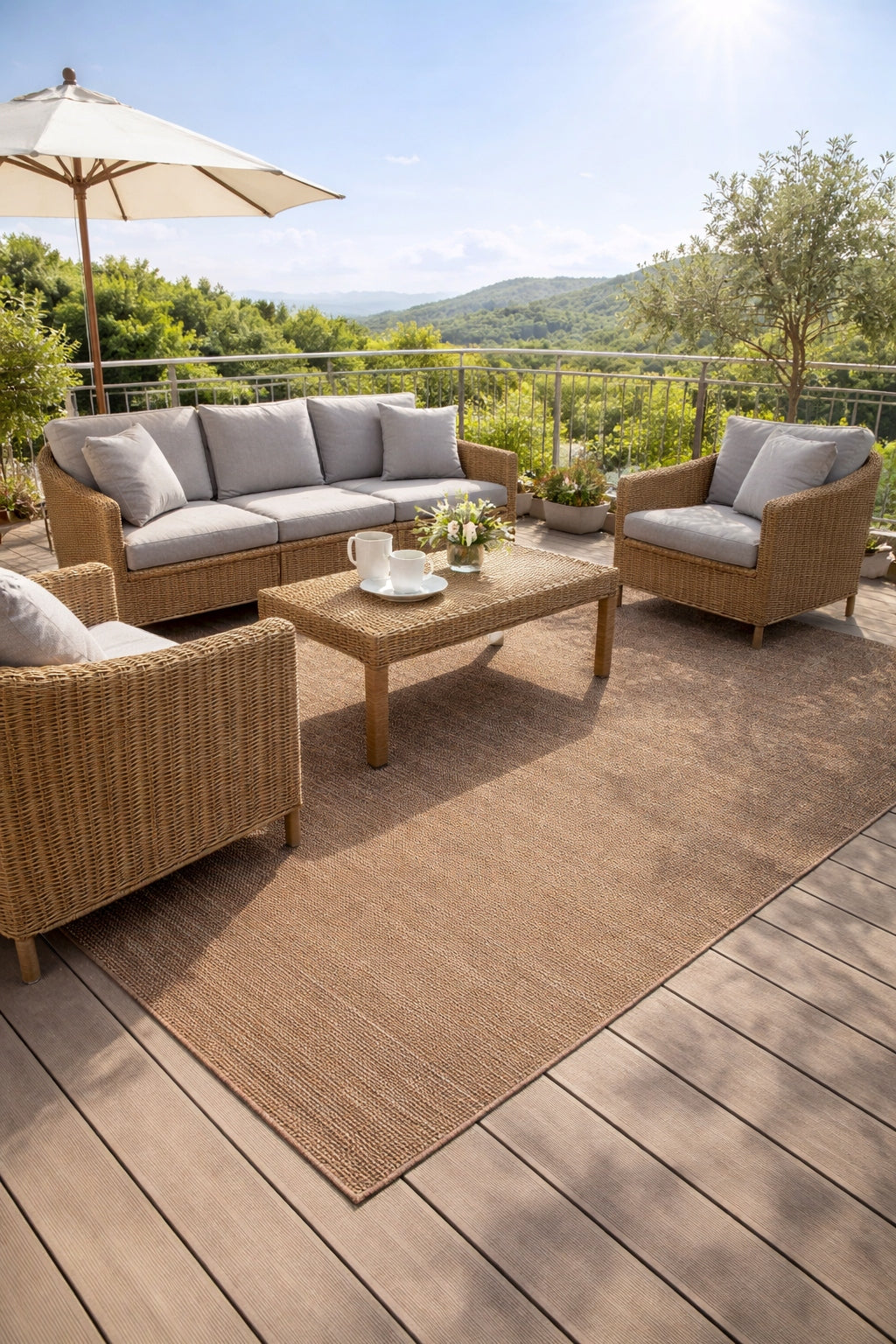 OUTDOOR TERRACE RUG FOR TERRACE BALCONY FLAT WOVEN STRING 160x230 Manufacturer code 6365A BROWN VERANDA HGN do kuchni ratan styl