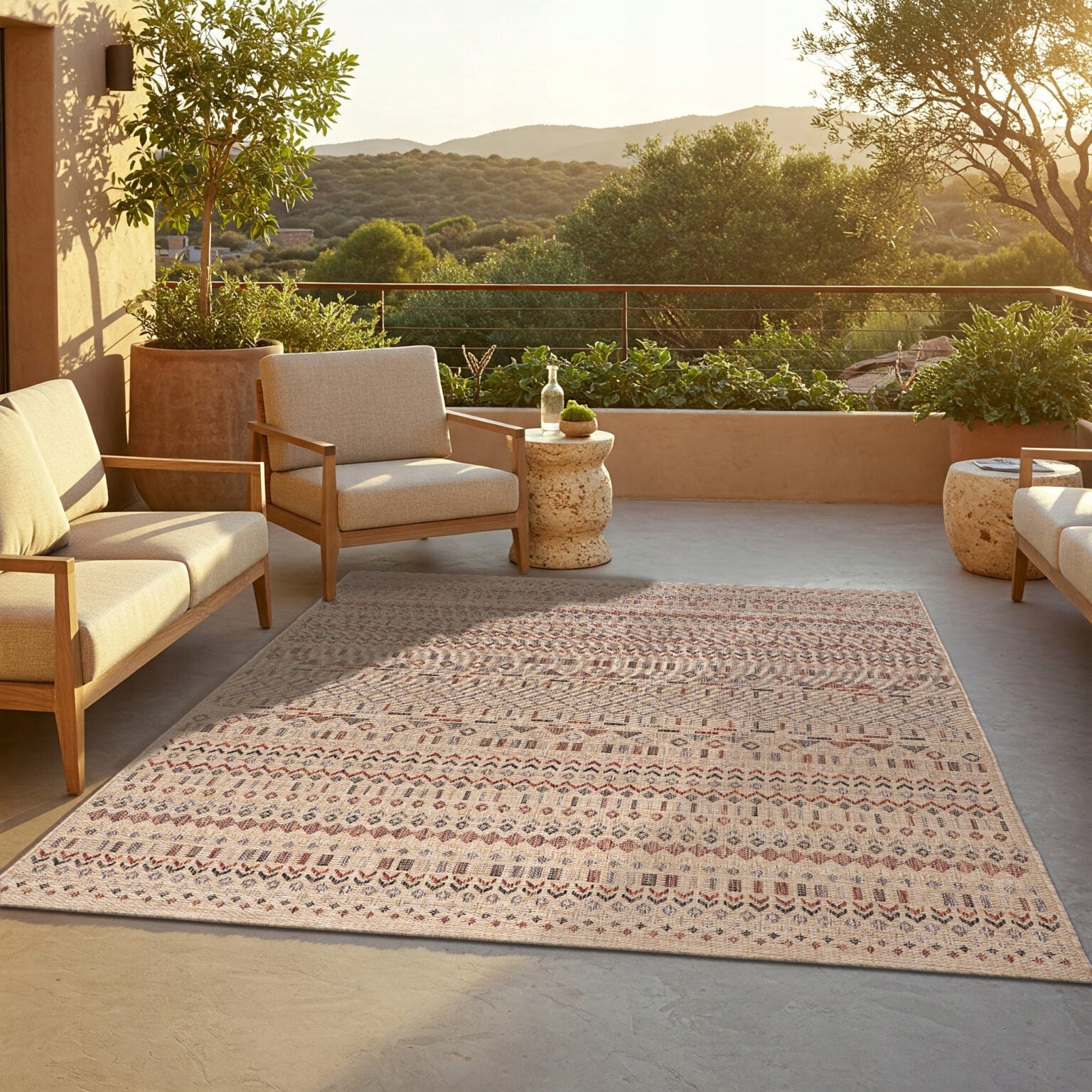 OUTDOOR TERRACE RUG FOR TERRACE BALCONY FLAT WOVEN STRING 200x300 Packaging status original