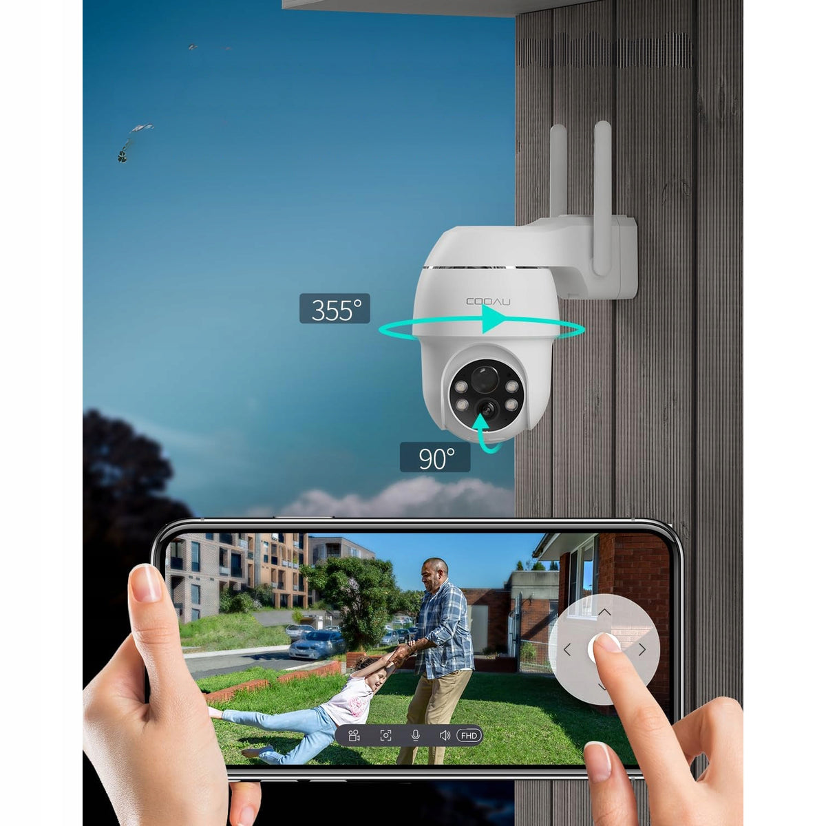 OUTDOOR WIRELESS ROTATING CAMERA 360° WIFI 2K FULL HD MONITORING Manufacturer code KAMERA ZEWNĘTRZNA BEZPRZEWODOWA OBROTOWA