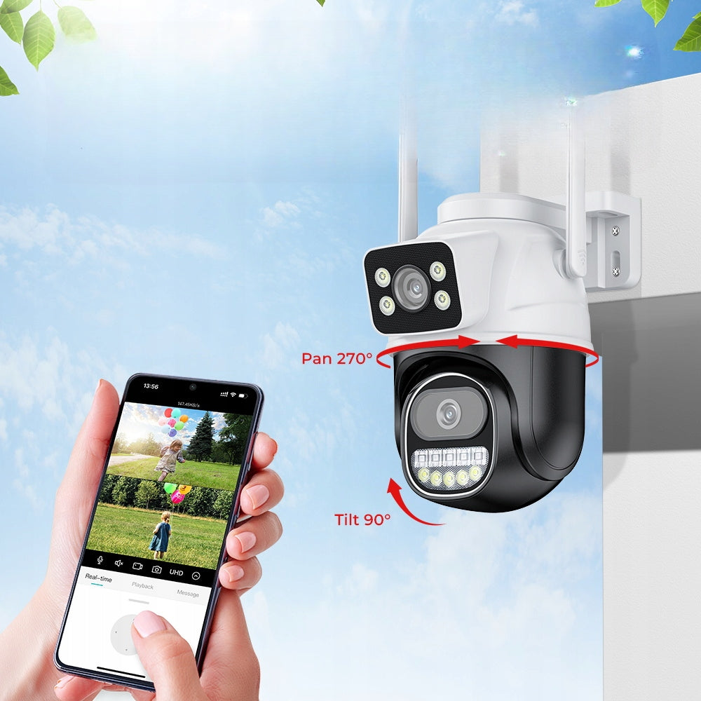OUTDOOR WiFi ROTATING IP CAMERA Dual 2 Lenses 8MP Ultra HD ICSEE Packaging status original