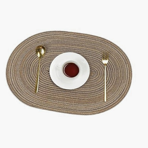OVAL WOVEN TABLE PADS SET OF 6 NON-SLIP KITCHEN