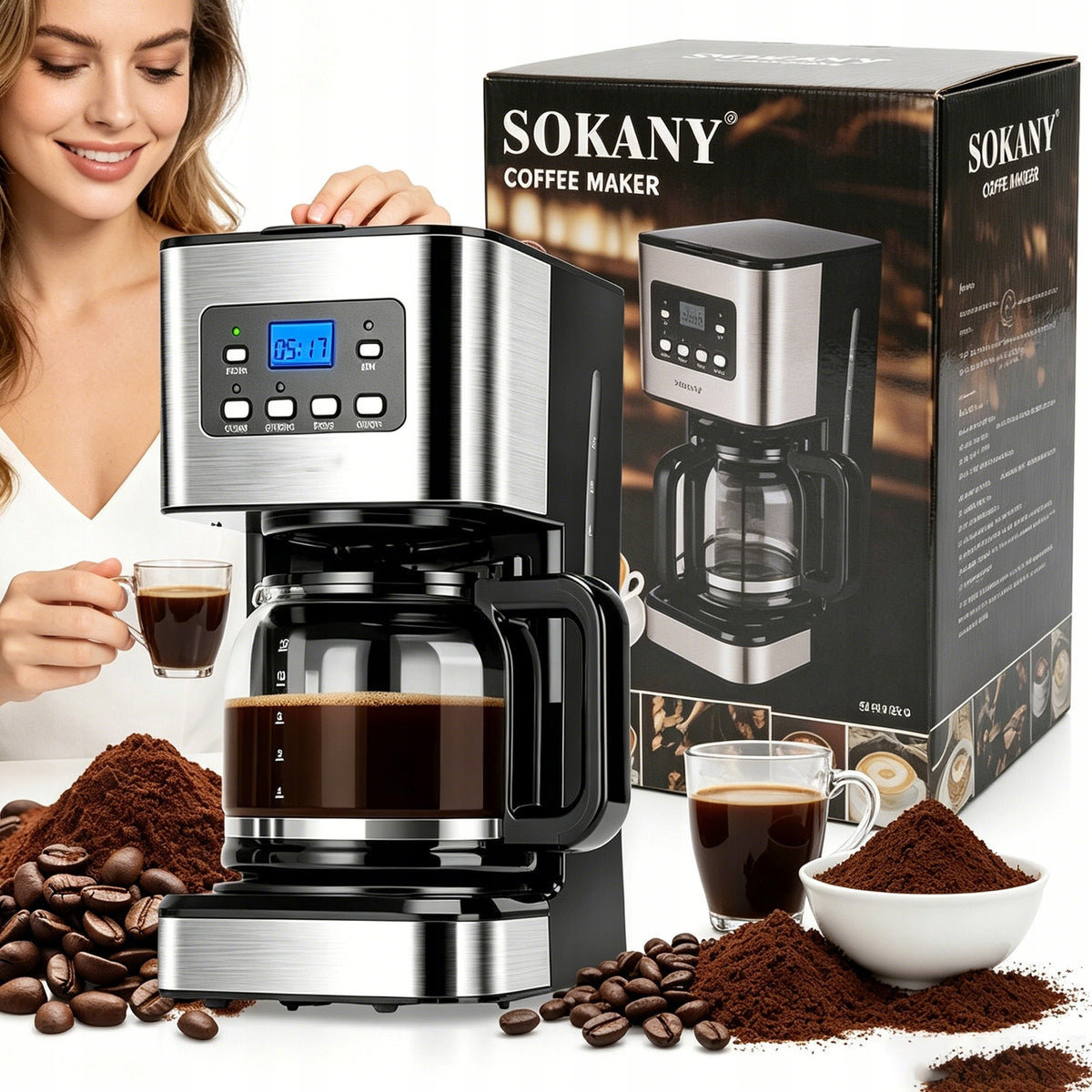 OVERFLOW COFFEE MAKER 1,5L 950W PROGRAMMABLE GLASS PITCHER TIME