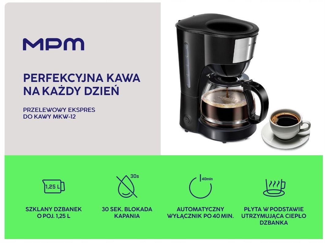 OVERFLOW COFFEE MAKER MPM SQM 12 1,25L Packaging status original